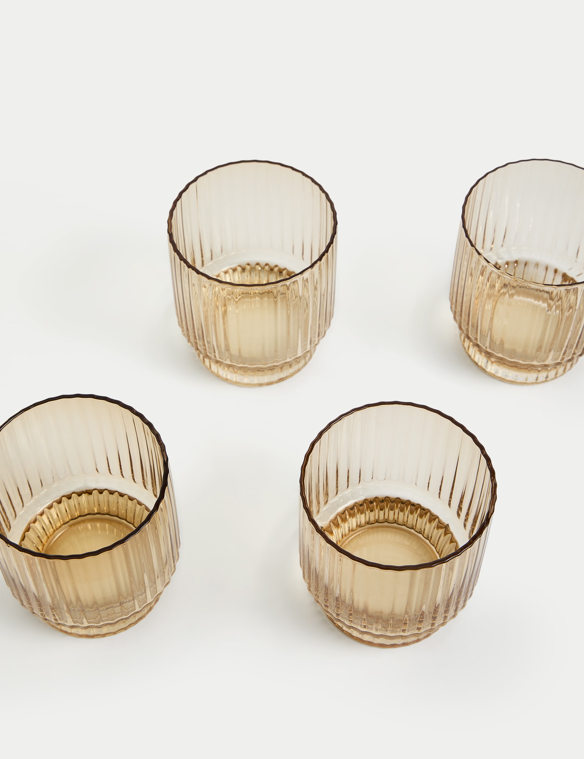 M&S Collection Set of 4 Handmade Celine Tumblers - Amber, Grey,Amber