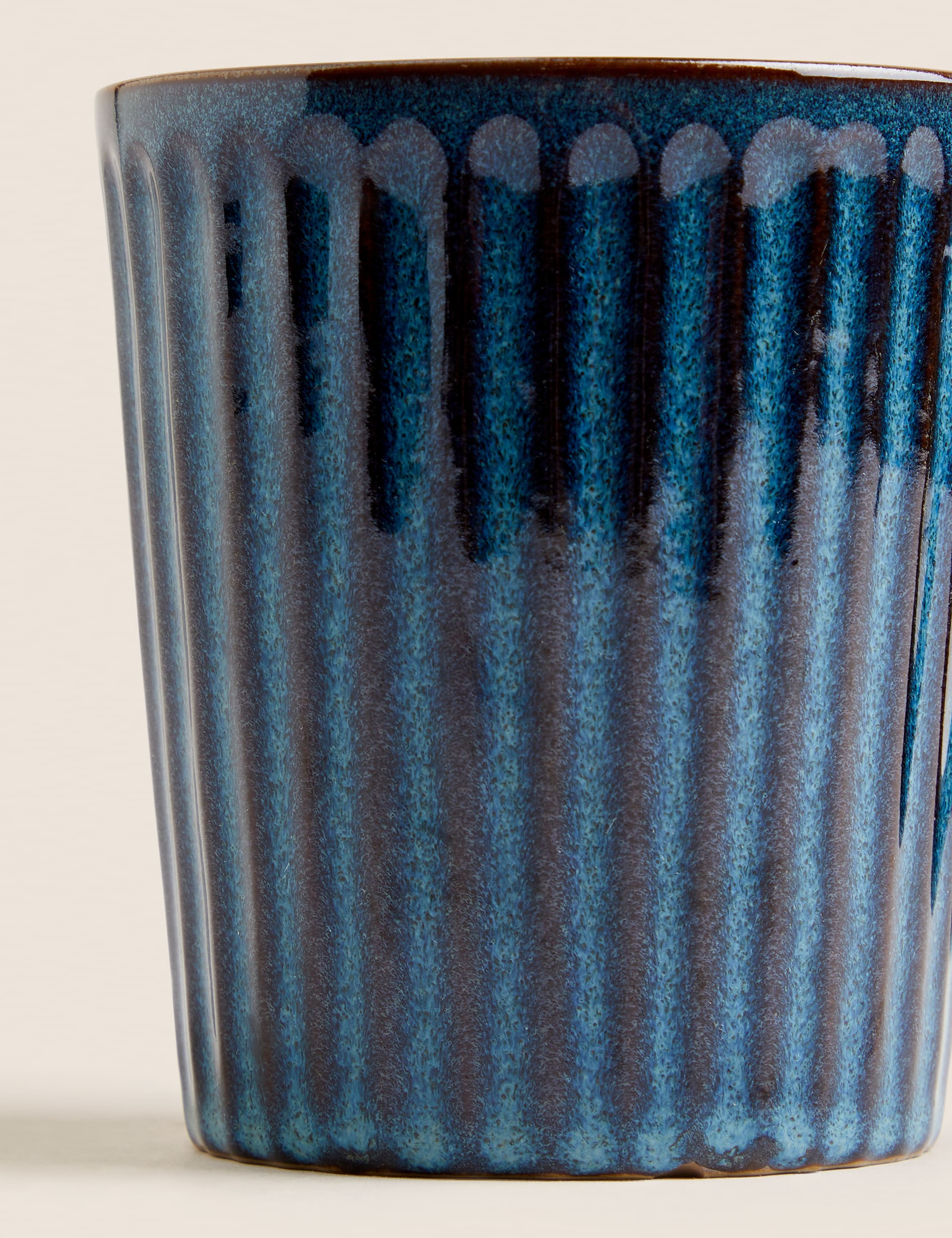 M&S Collection Ribbed Reactive Glaze Mug - Blue, Light Grey,Blue