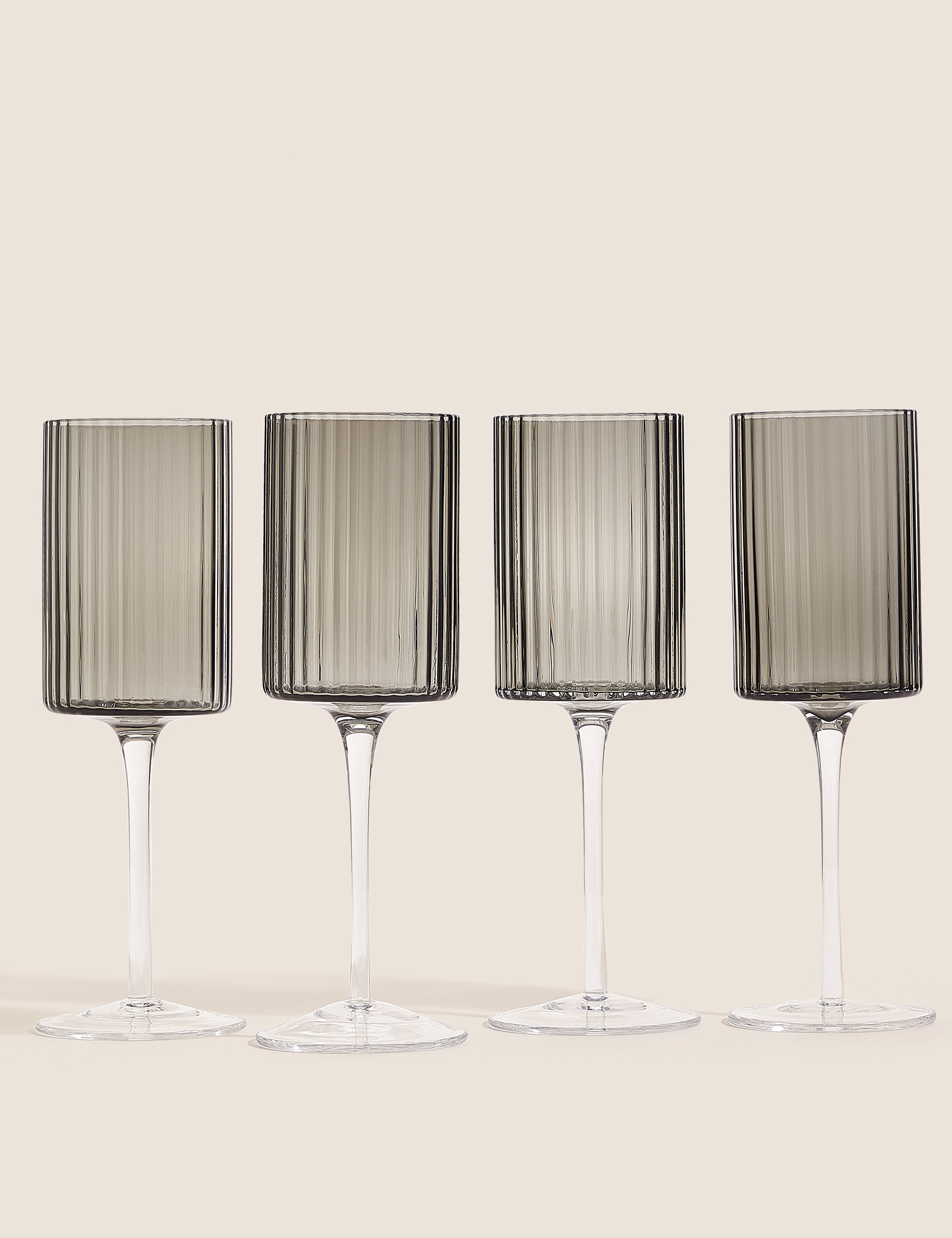 M&S Collection Set of 4 Handmade Celine Wine Glasses - Grey, Grey,Amber