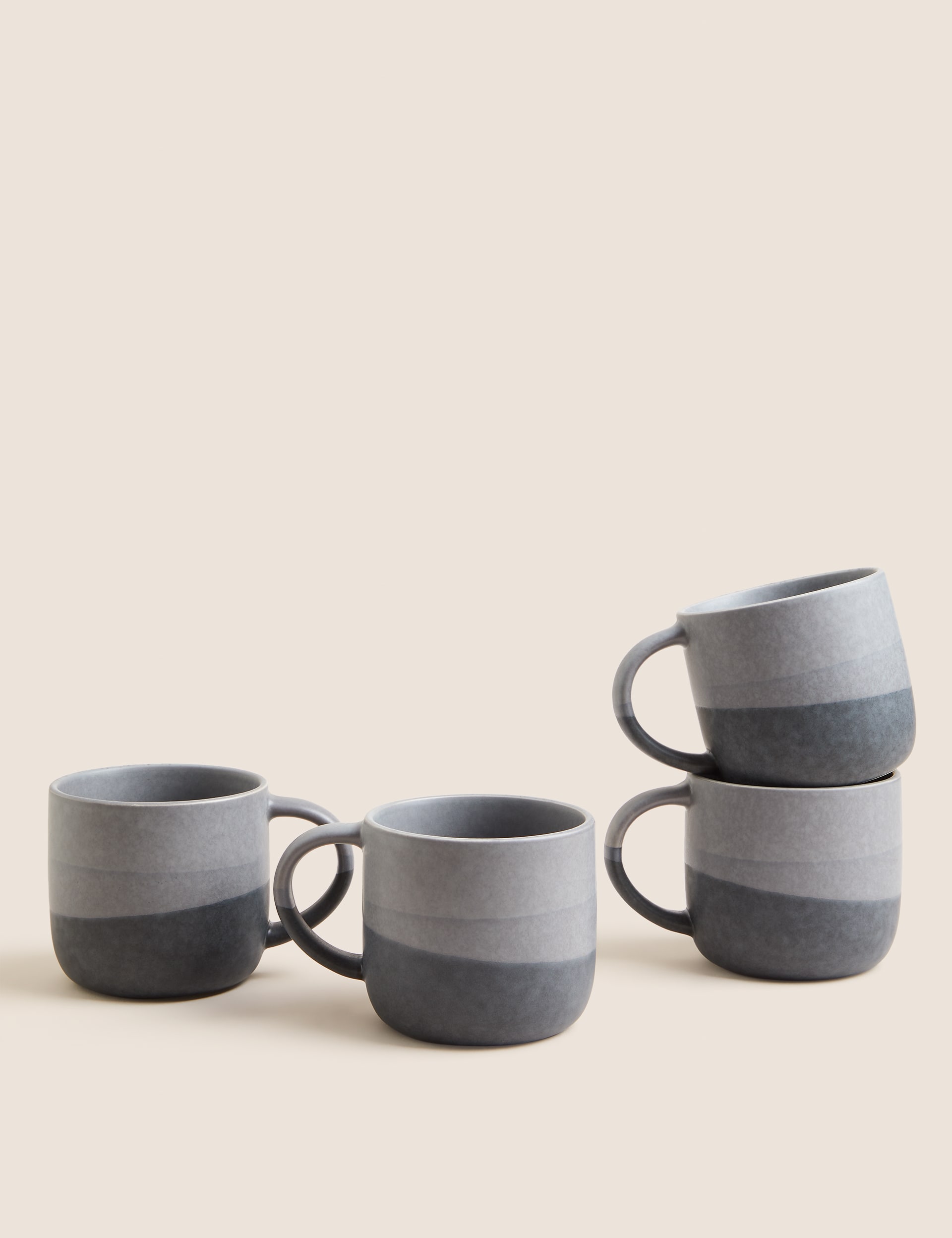 M&S Collection Set of 4 Dipped Mugs - Grey, Blue,Grey