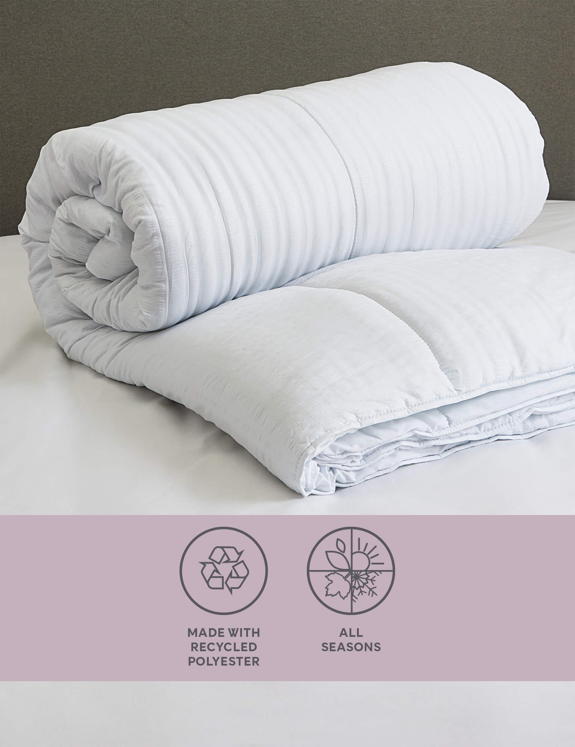 M&S Collection Simply Soft 13.5 Tog All Seasons Duvet - SGL - White, White