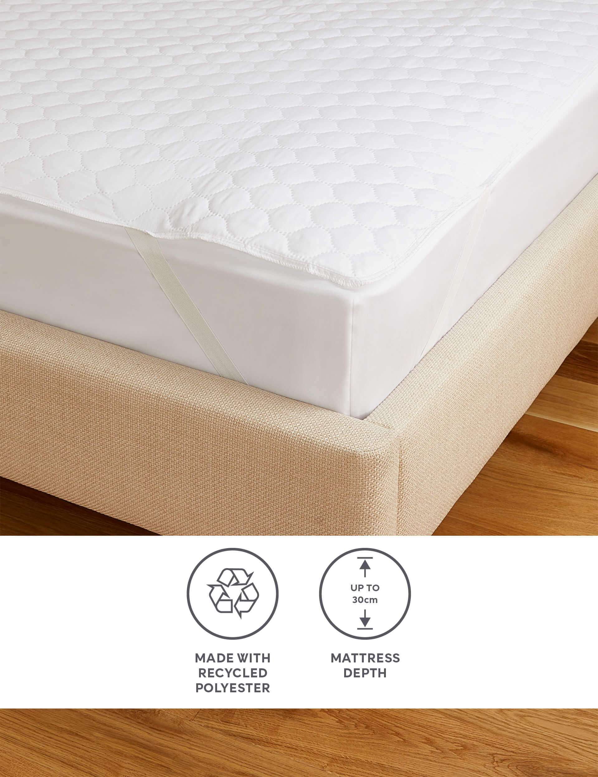 M&S Collection Microfibre Mattress Protector - DBL - White, White