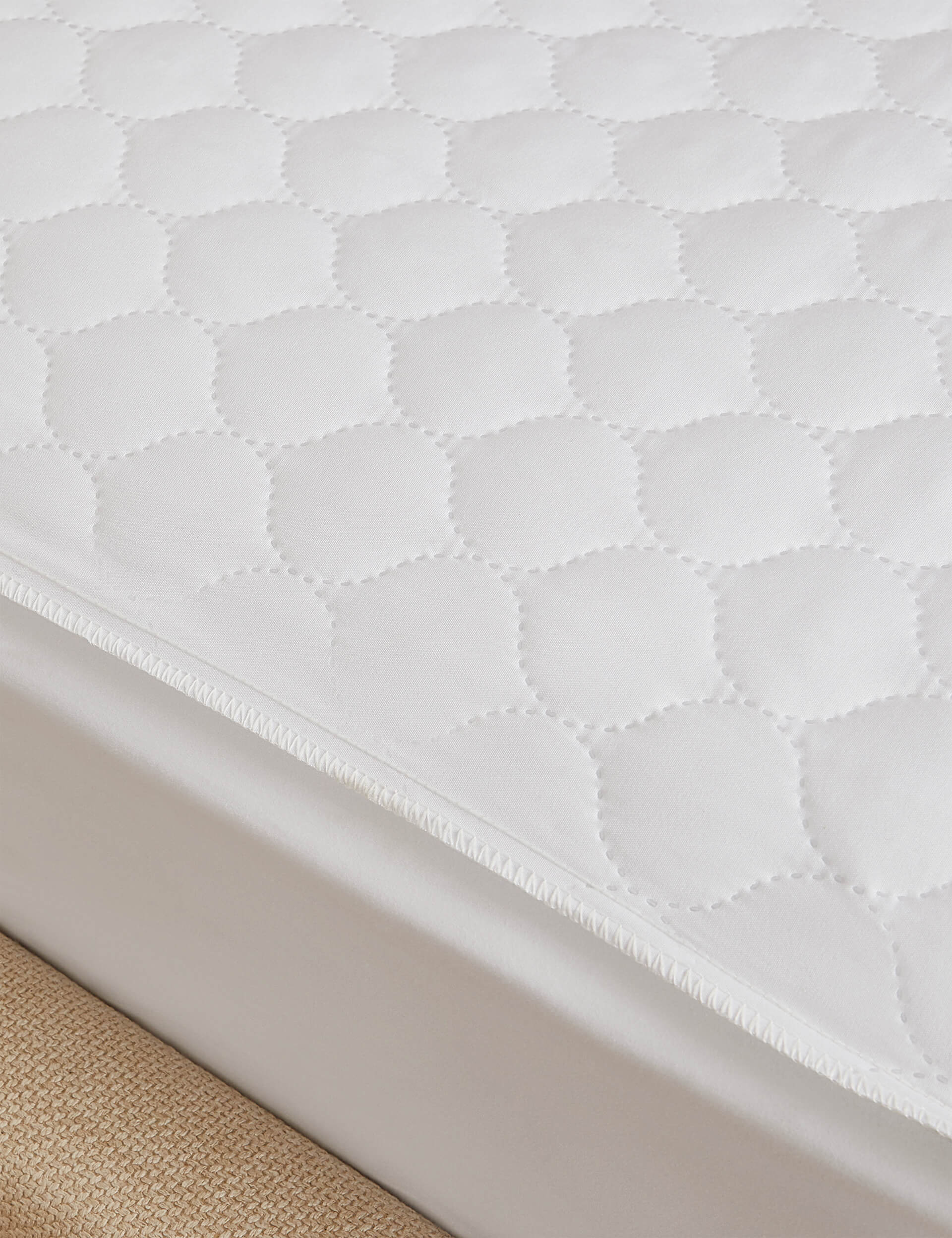 M&S Collection Microfibre Mattress Protector - DBL - White, White