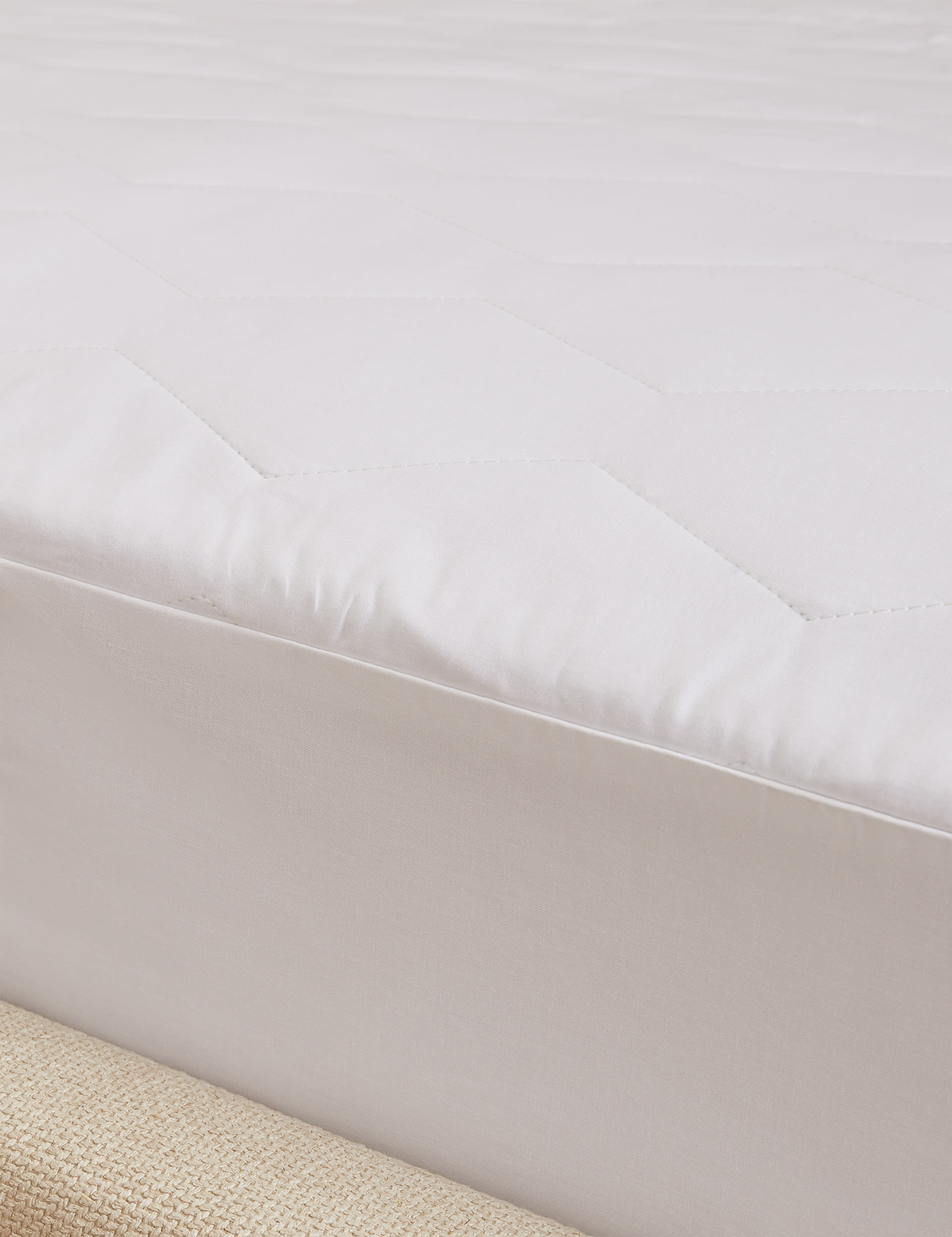 M&S Collection Pure Cotton Extra Deep Mattress Protector - DBL - White, White