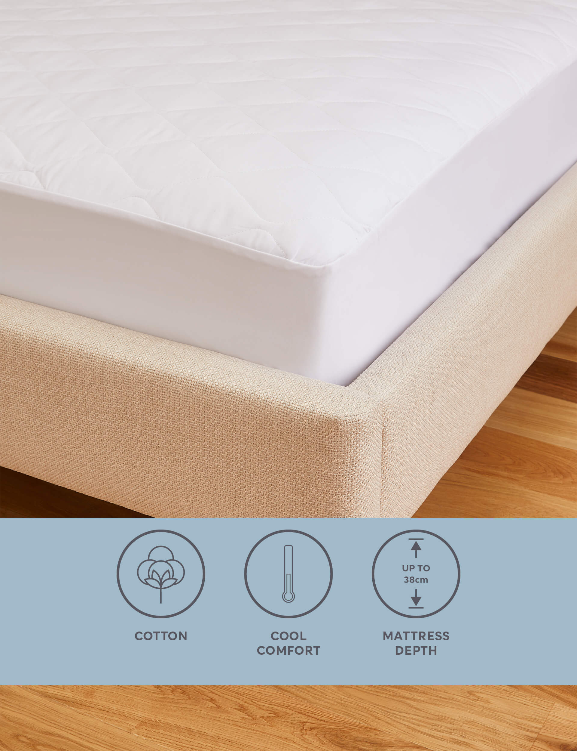 M&S Collection Comfortably Cool Extra Deep Mattress Protector - DBL - White, White