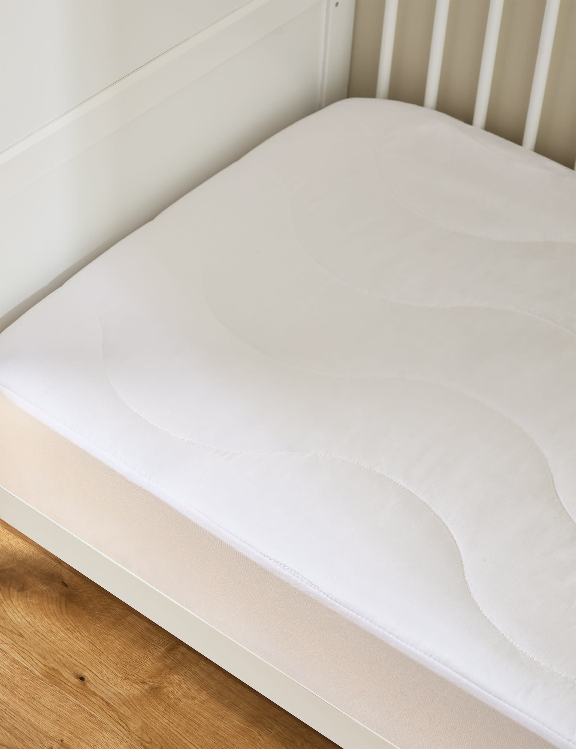 M&S Collection Anti Allergy Cot Bed Mattress Protector - TODDL - White, White