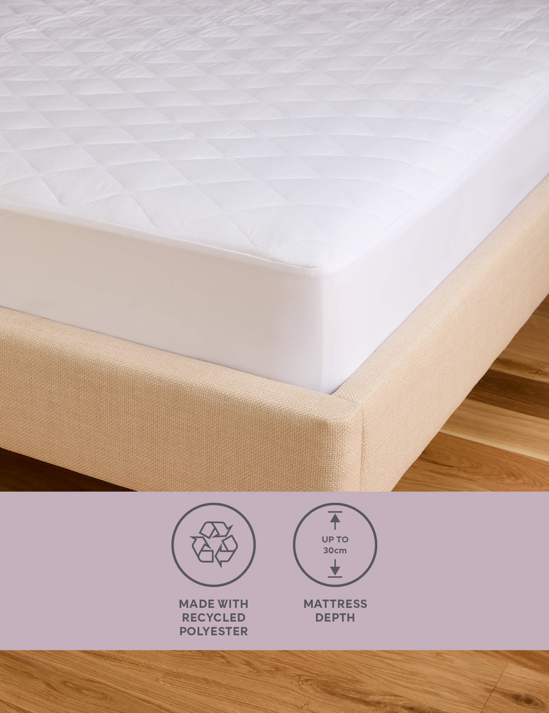 M&S Collection Simply Soft Mattress Protector - DBL - White, White