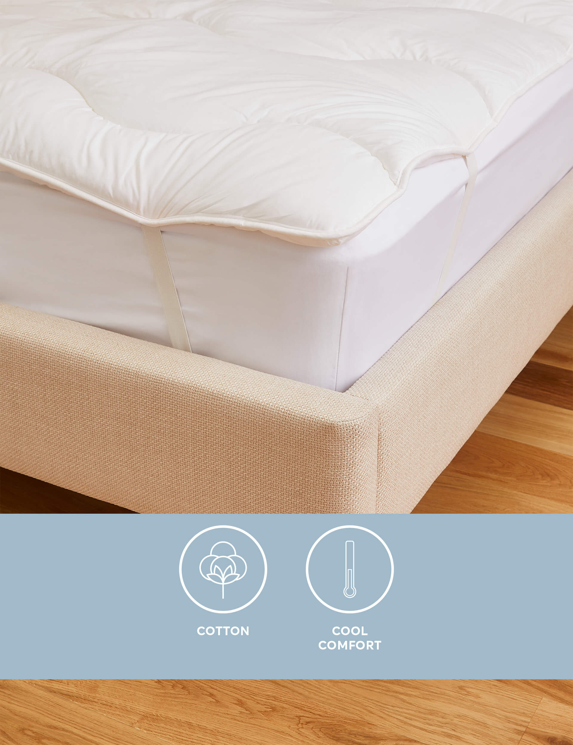 M&S Collection Comfortably Cool Mattress Topper - 5FT - White, White