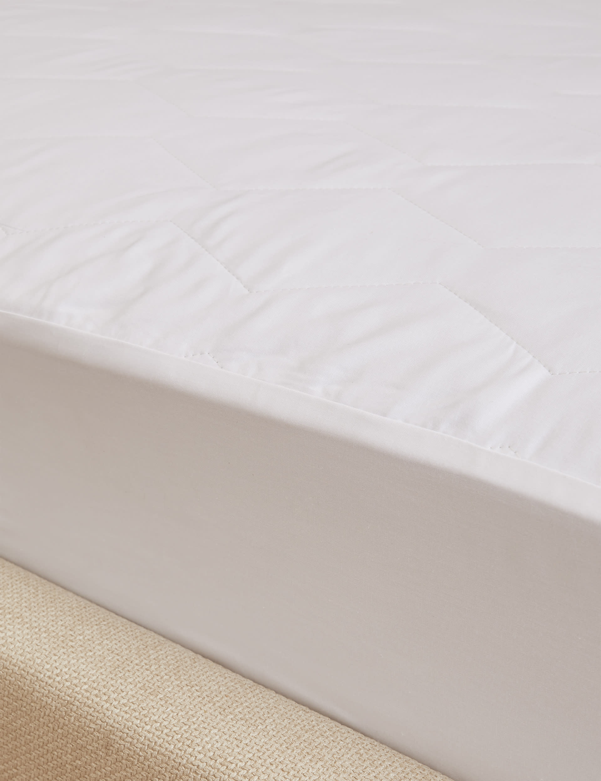 M&S Collection Pure Cotton Mattress Protector - 6FT - White, White