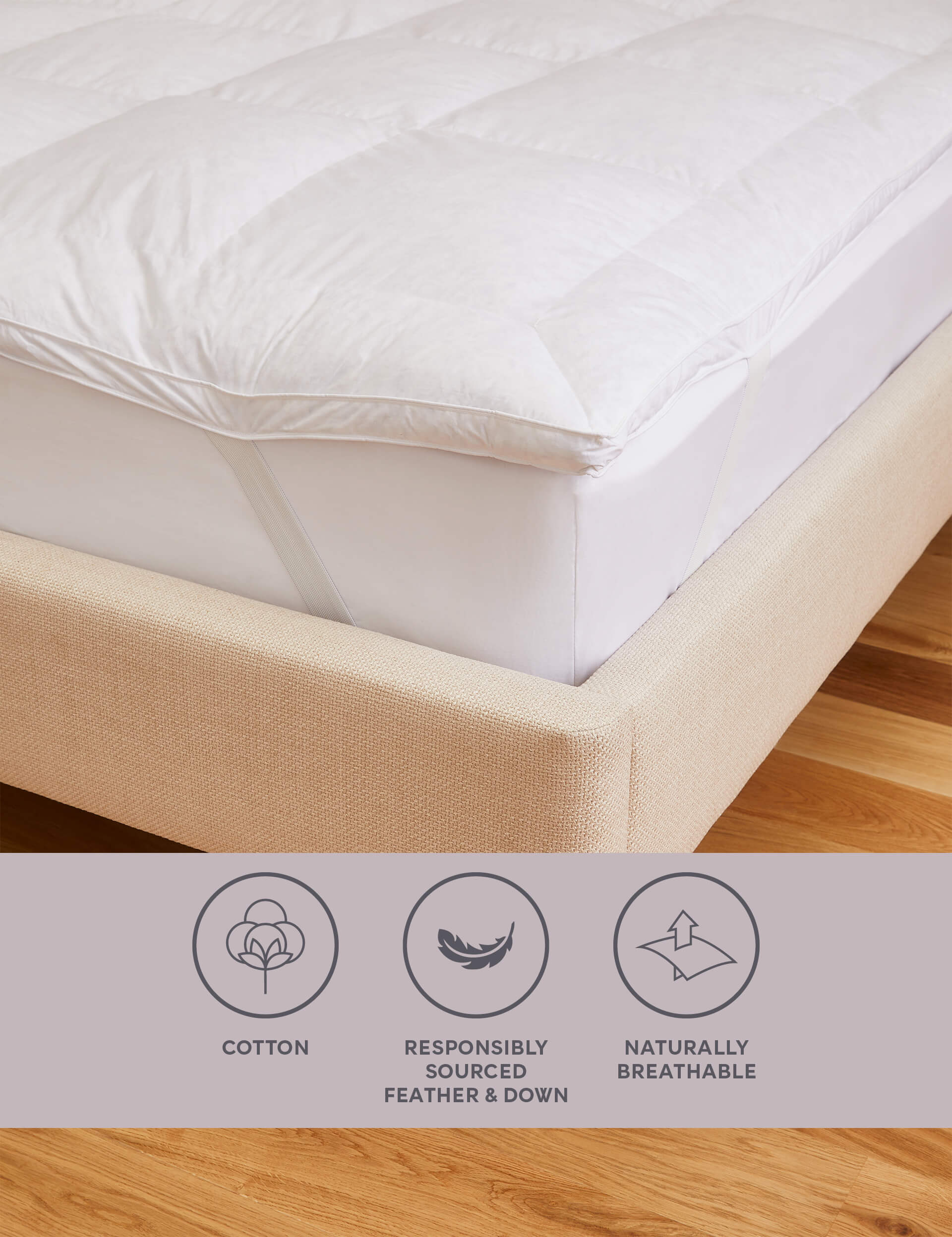 M&S Collection Goose Feather & Down Mattress Topper - 6FT - White, White