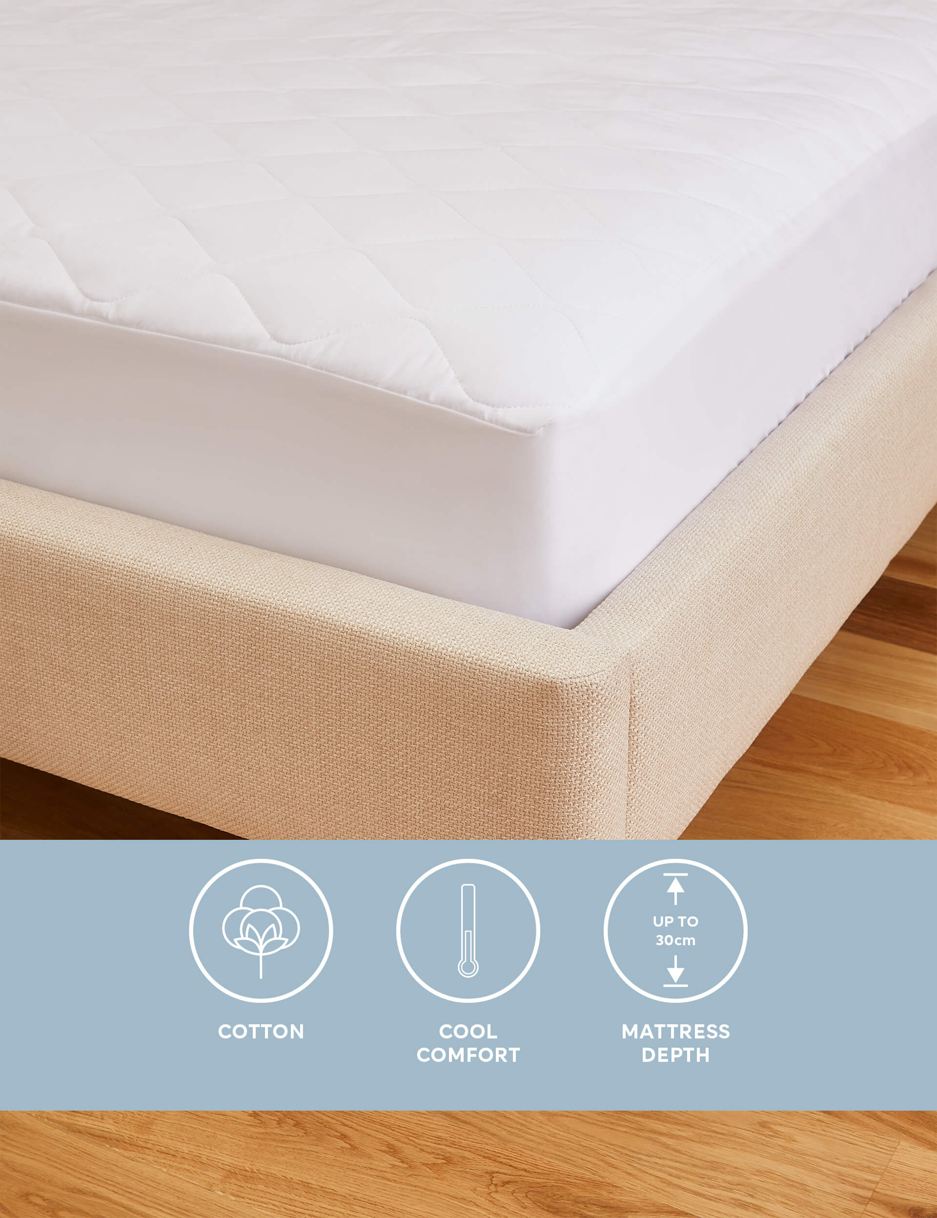 M&S Collection Comfortably Cool Mattress Protector - 6FT - White, White