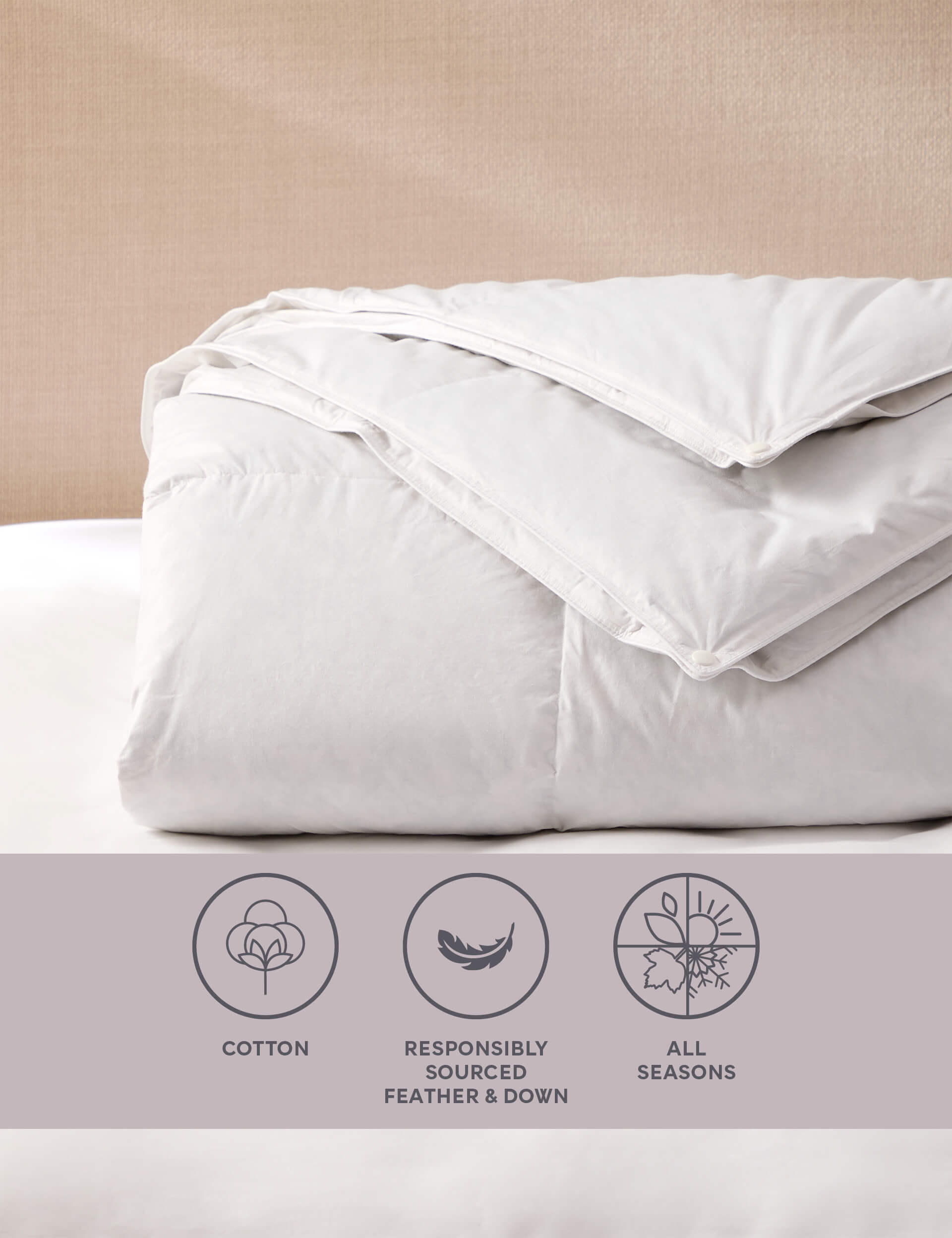 M&S Collection Goose Feather & Down 13.5 Tog All Season Duvet - 5FT - White, White