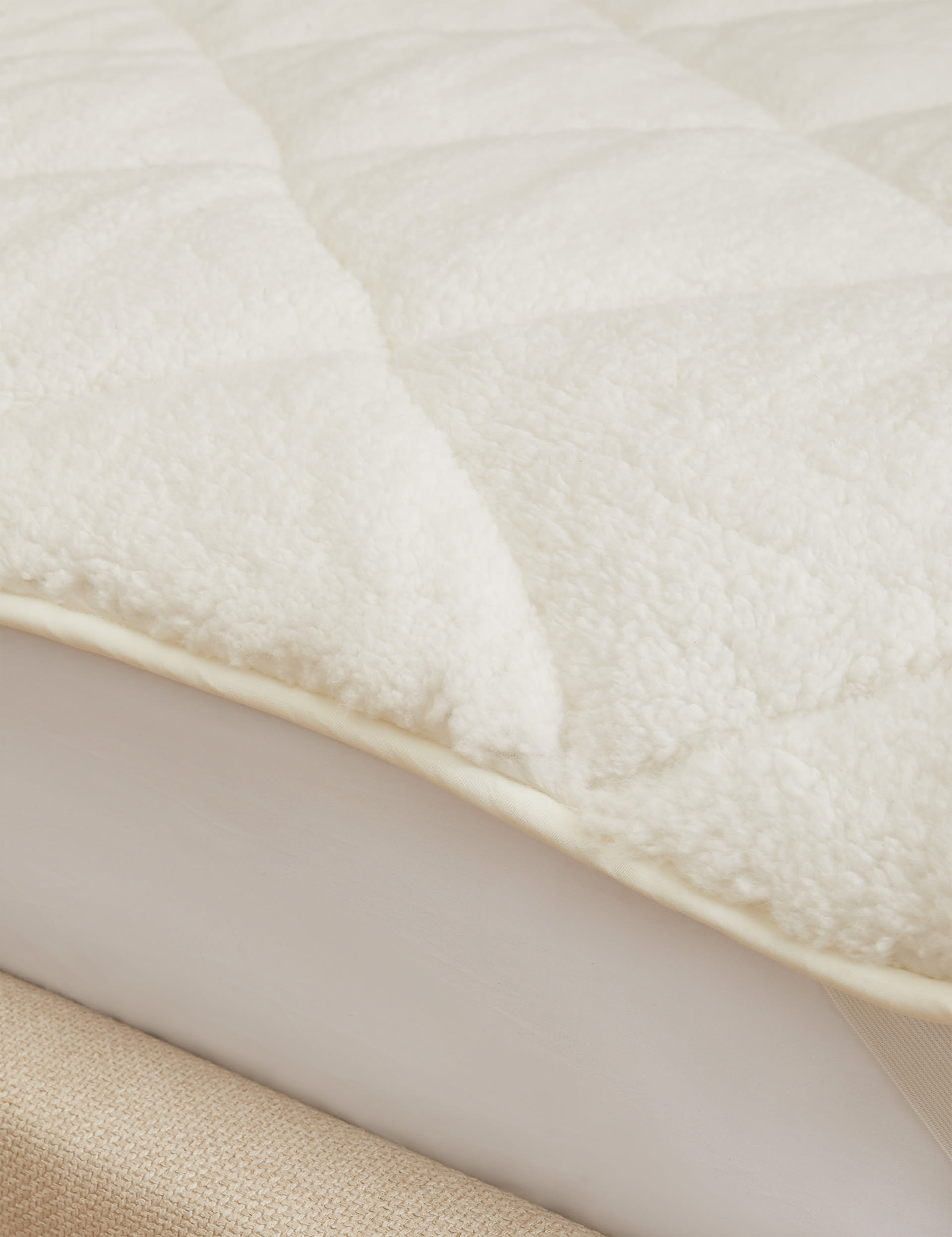 Sleep Solutions Teddy Fleece Mattress Topper - 5FT - White, White