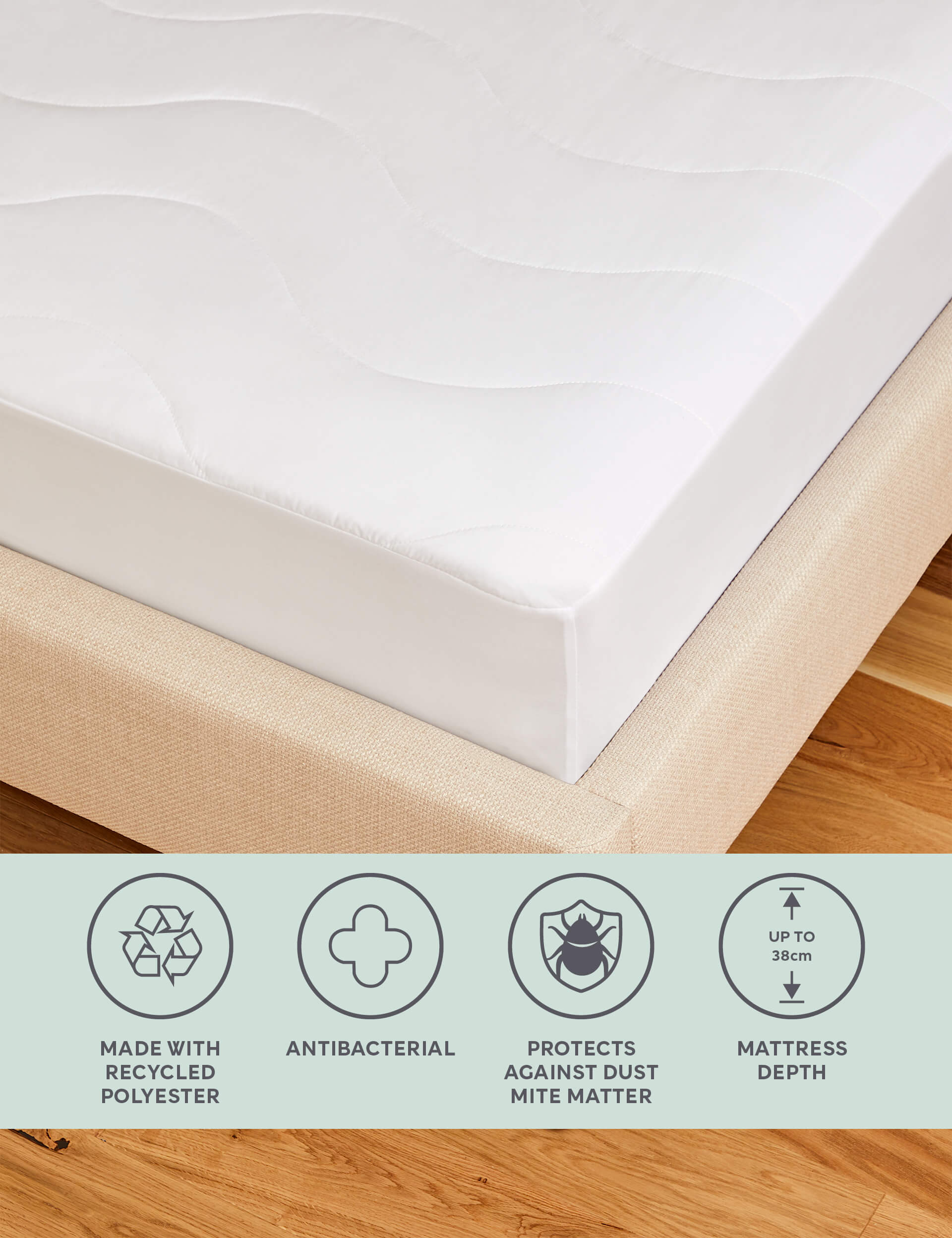 M&S Collection Anti Allergy Plus Deep Mattress Protector - 6FT - White, White