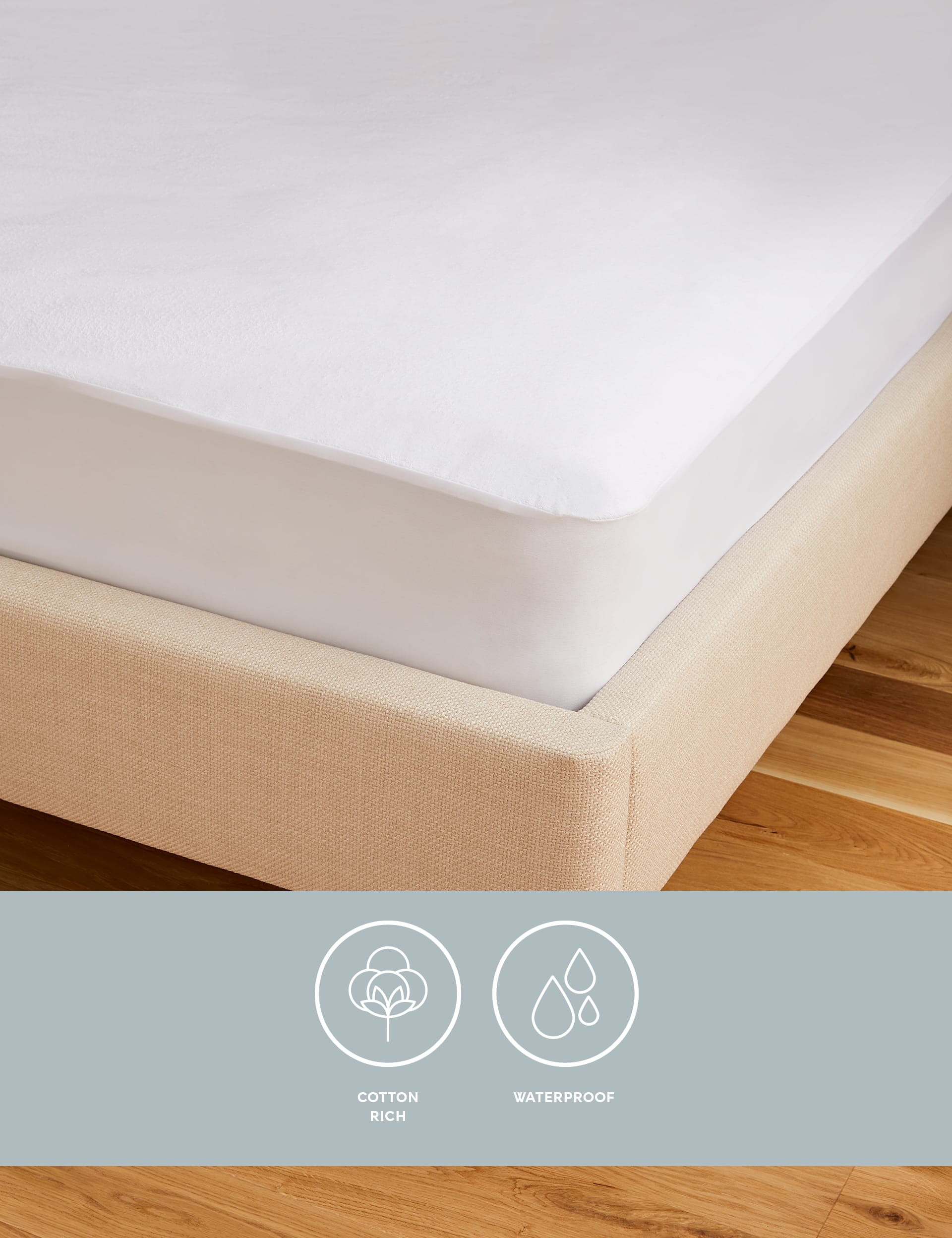 Sleep Solutions Terry Waterproof Mattress Protector - 6FT - White, White