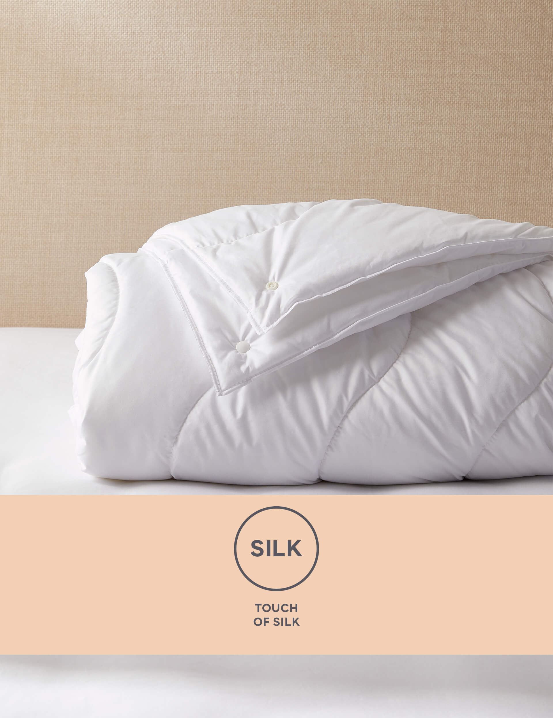 M&S Collection Touch of Silk 4.5 Tog Duvet - 5FT - White, White