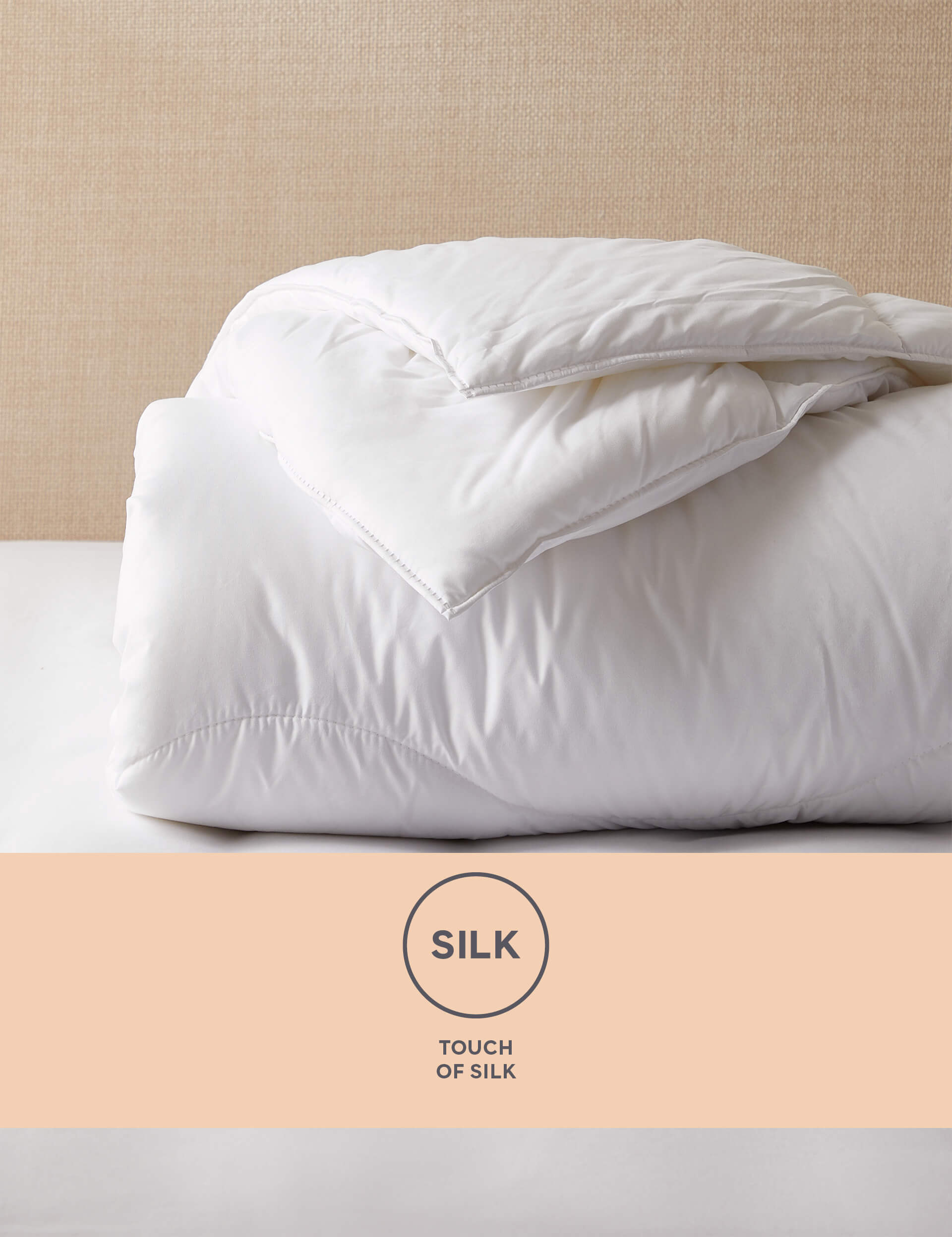 M&S Collection Touch of Silk 7.5 Tog Duvet - SGL - White, White