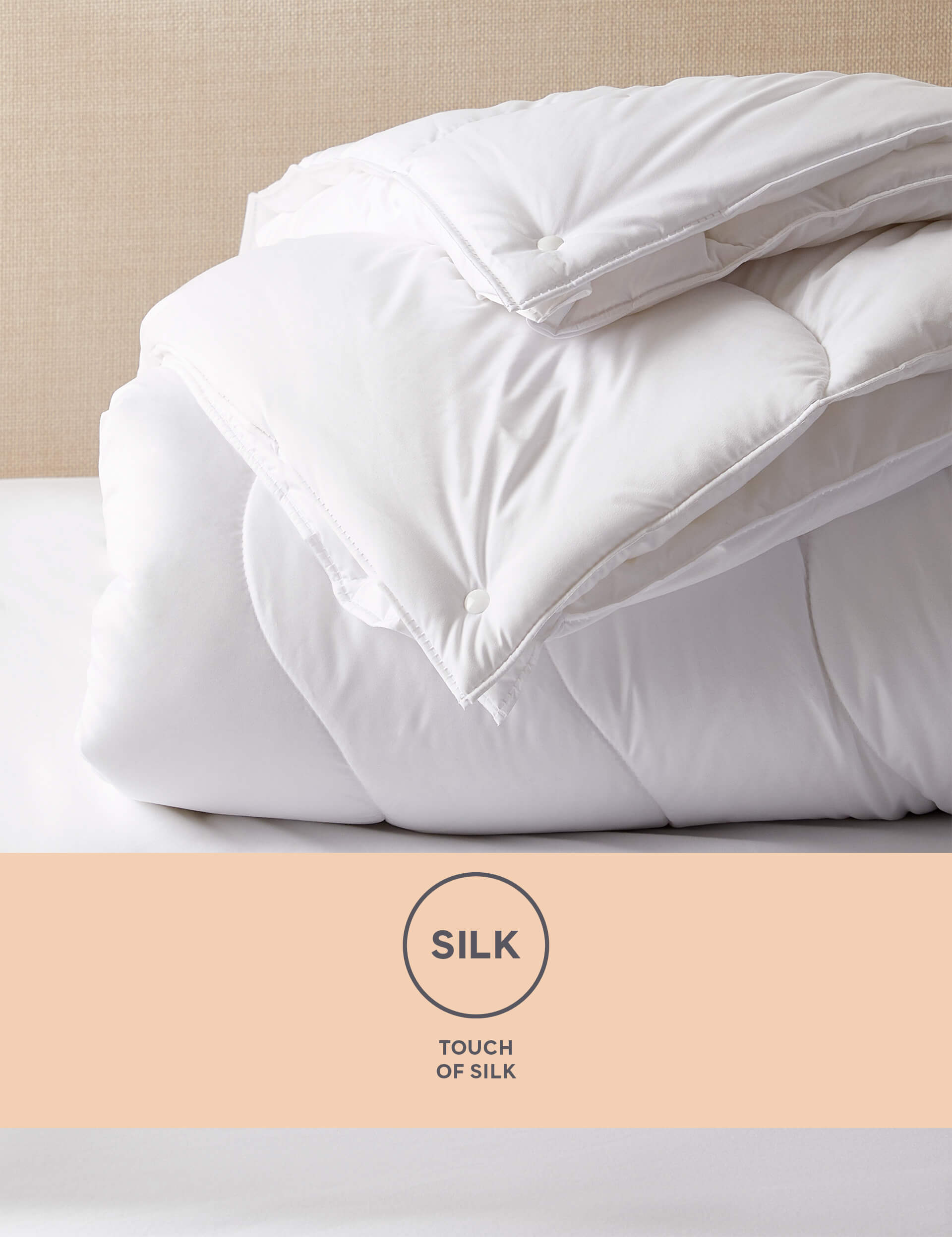 M&S Collection Touch of Silk 13.5 Tog All Season Duvet - 5FT - White, White