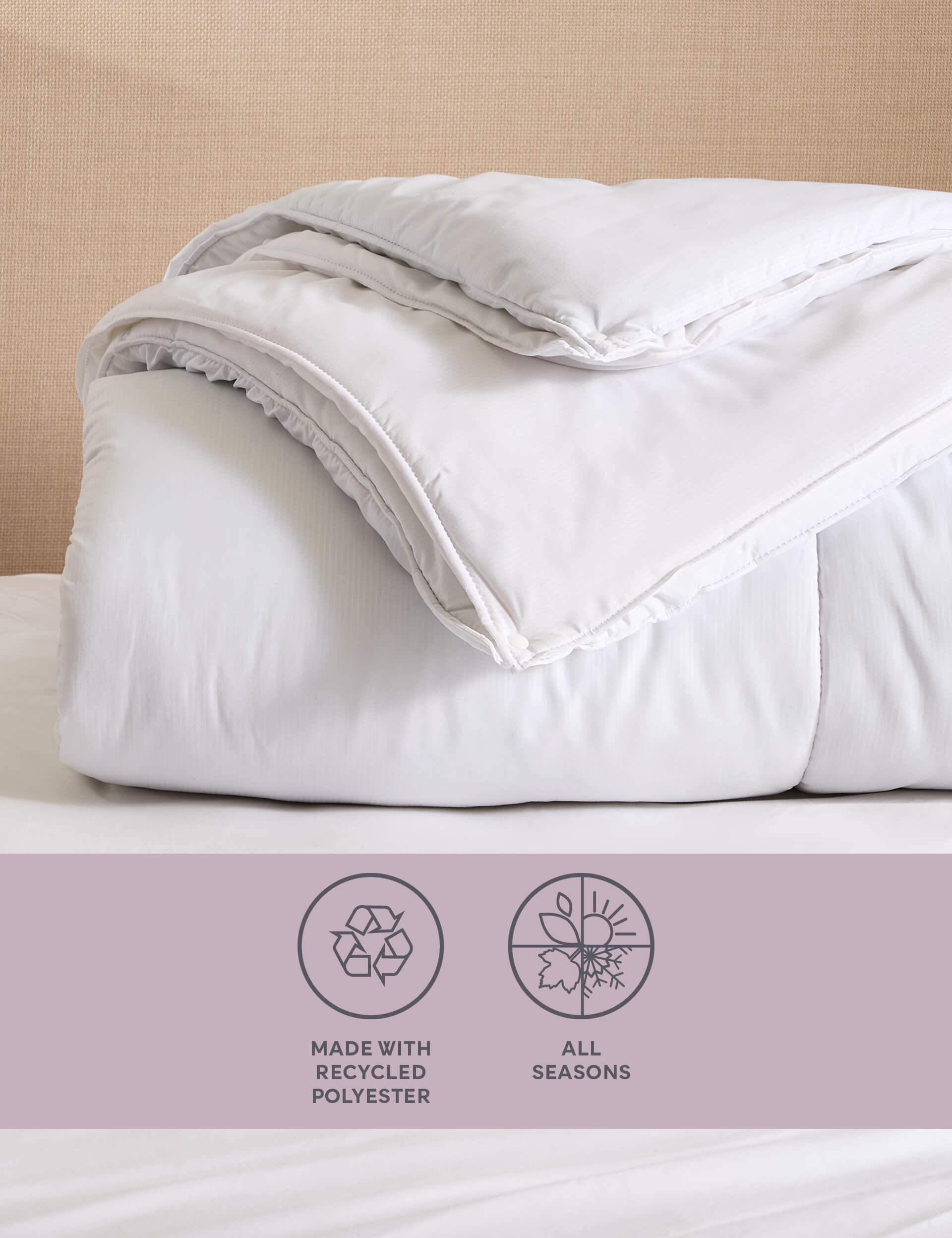 M&S Collection Simply Soft 18 Tog All Seasons Duvet - SGL - White, White