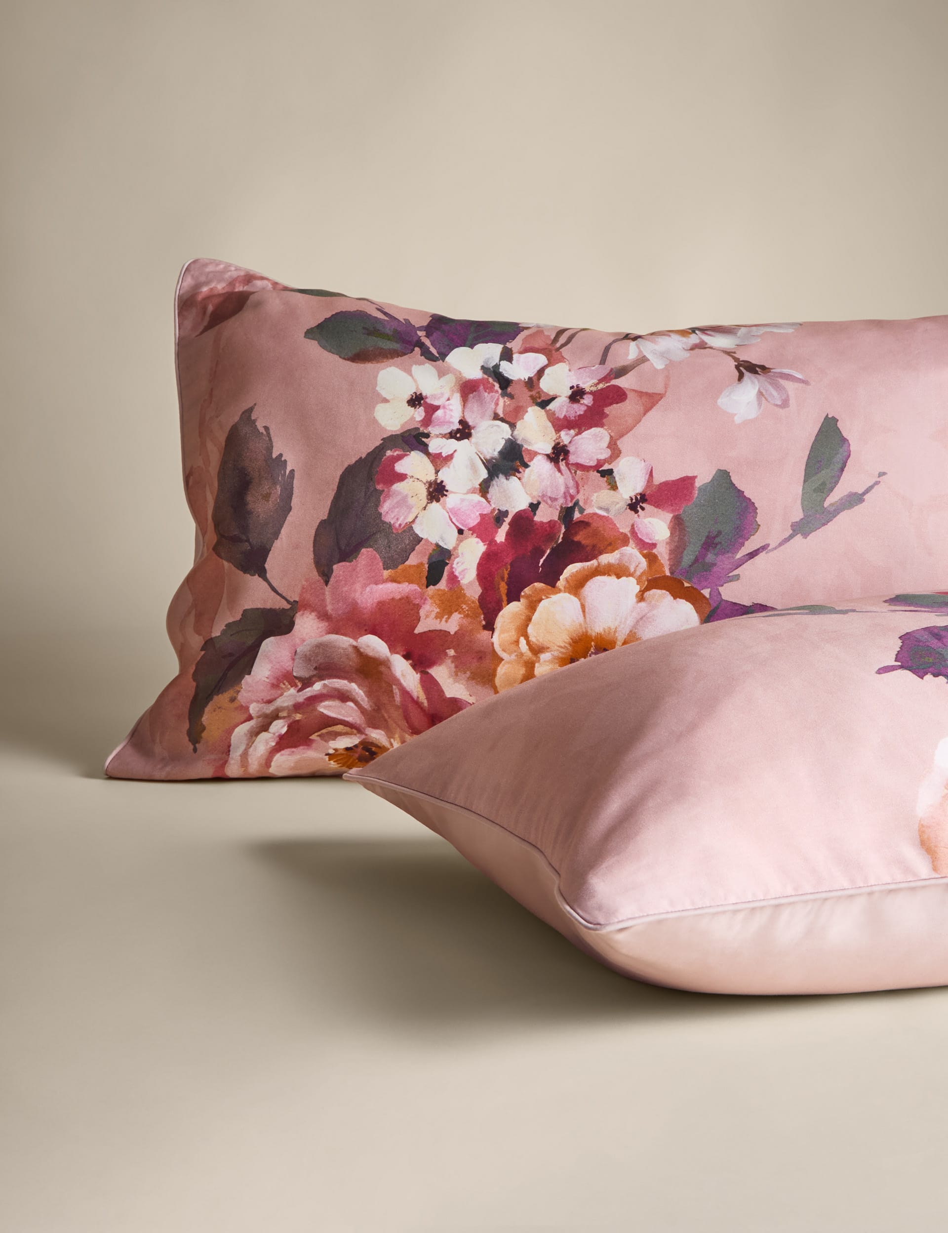 M&S Collection Pure Cotton Adelie Floral Bedding Set - 6FT - Pink Mix, Pink Mix