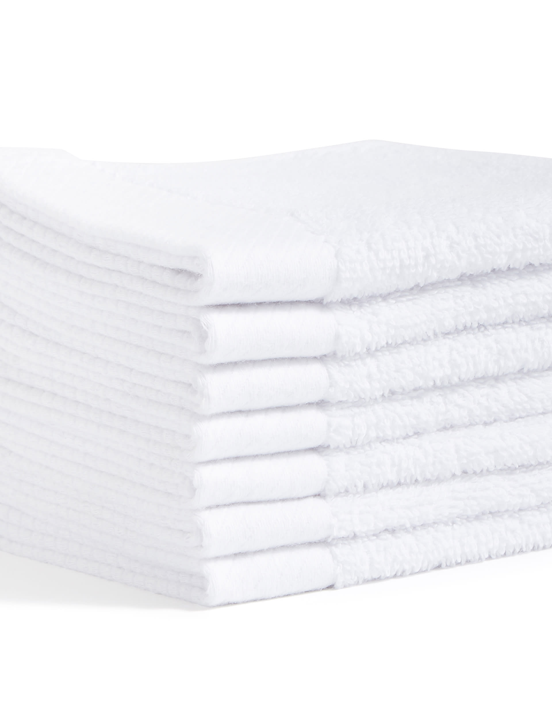 M&S Collection Set of 7 Pure Cotton Face Cloths - White, Grey,White