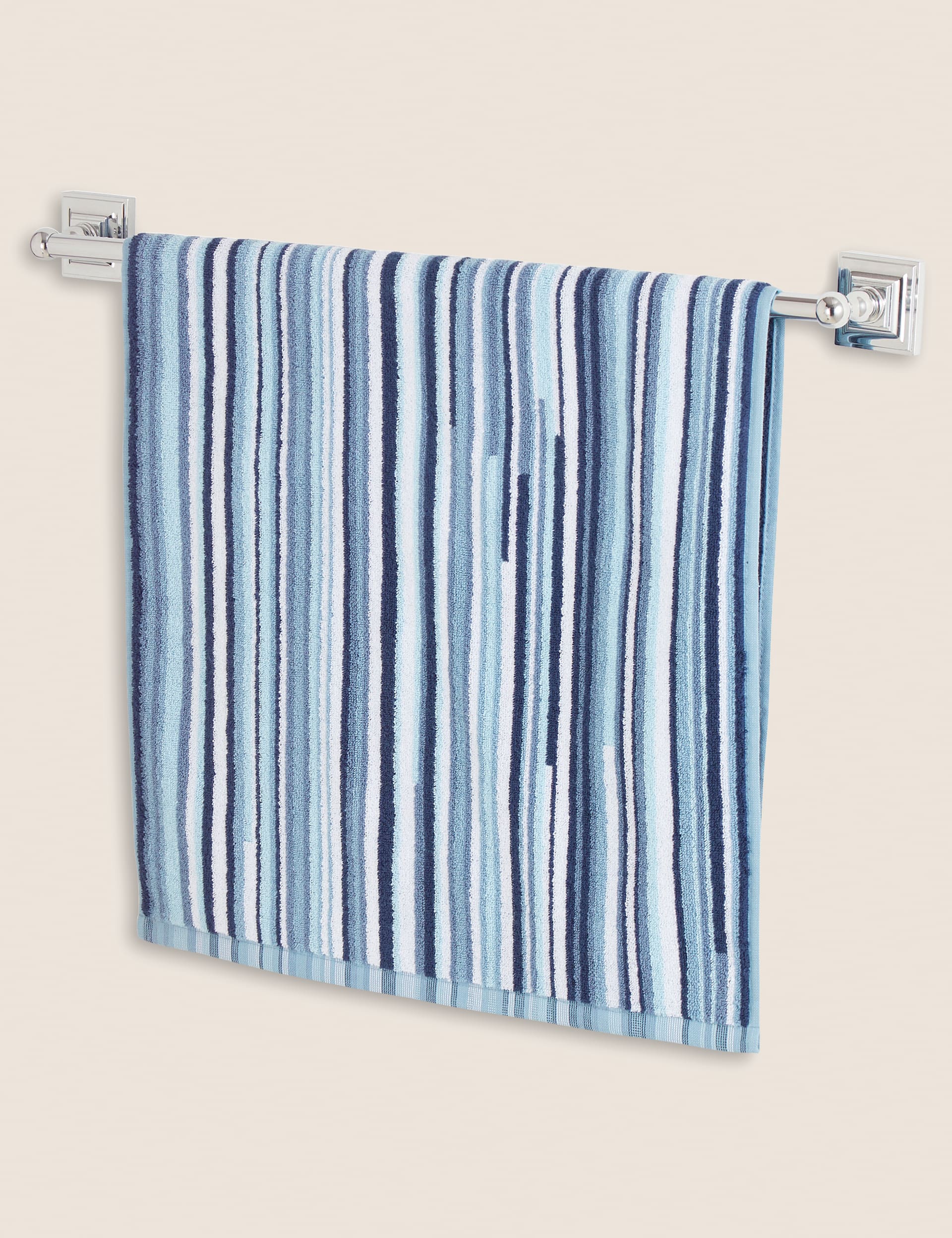 M&S Collection Pure Cotton Striped Towel - HAND - Chambray Mix, Chambray Mix