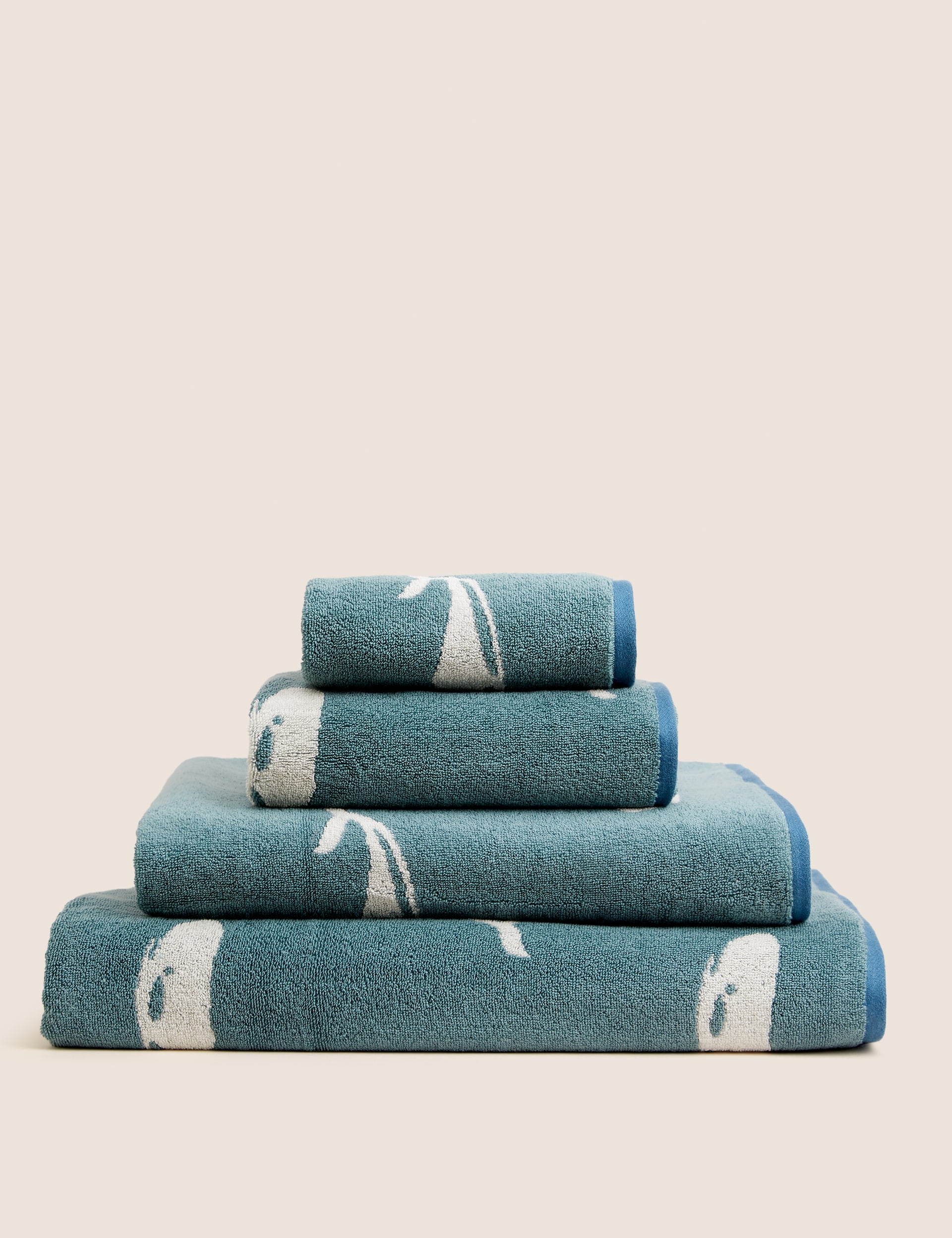 M&S Collection Pure Cotton Whale Towel - BATH - Blue Mix, Blue Mix