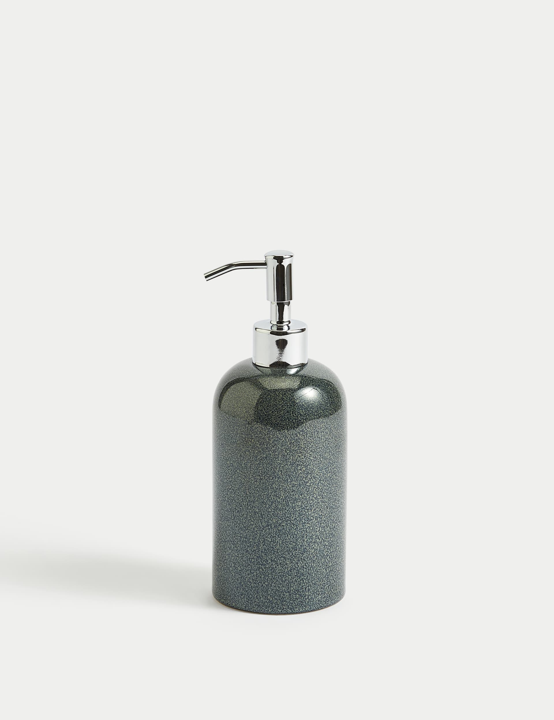 M&S Collection Ceramic Glazed Soap Dispenser - Blue, Blue