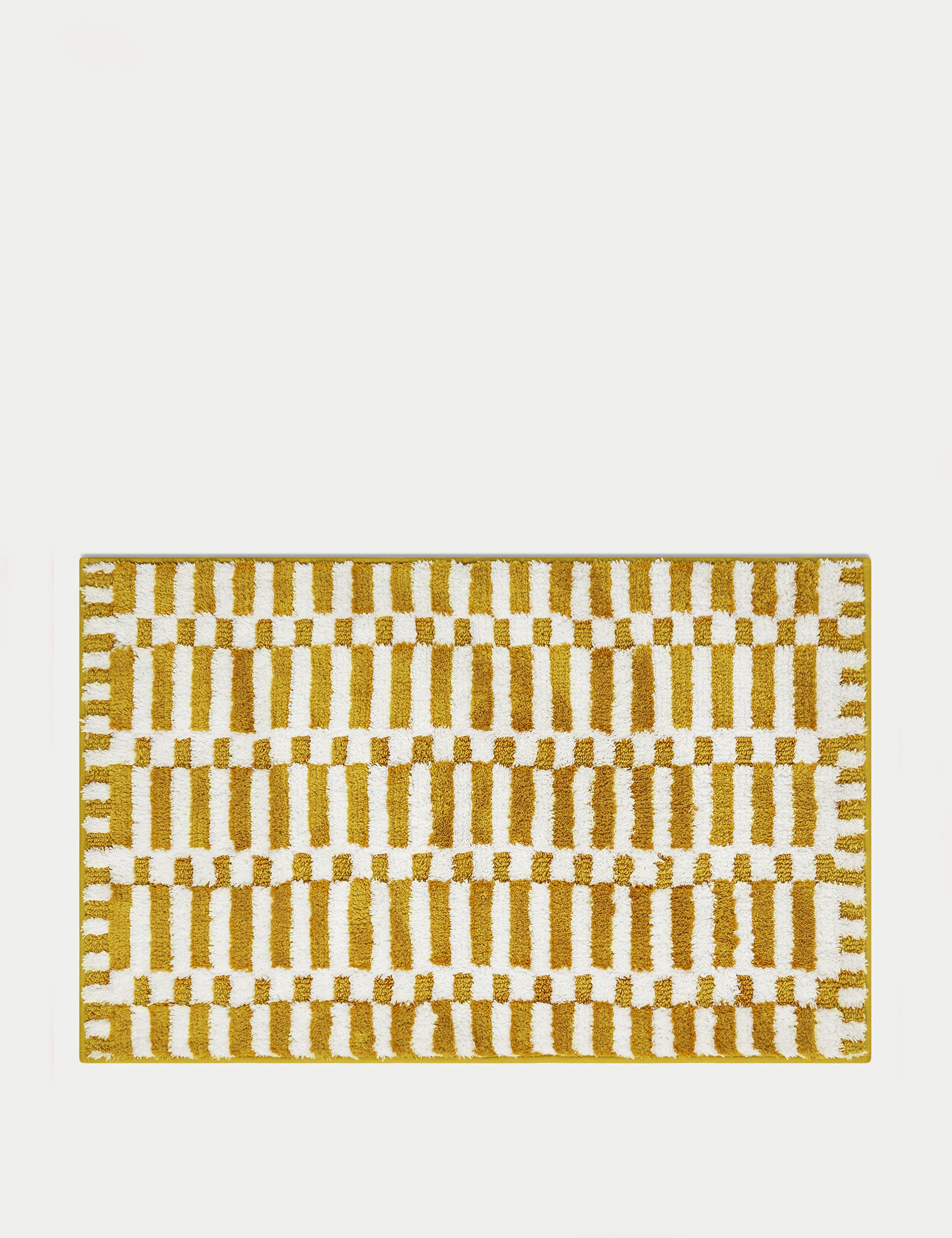 M&S Collection Cotton Blend Geometric Quick Dry Bath Mat - Ochre, Charcoal,Ochre,Forest Green