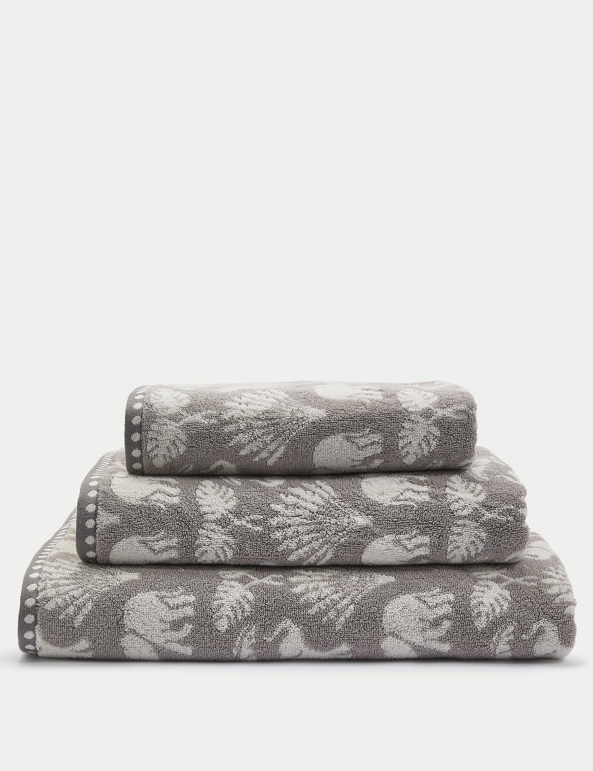 M&S Collection Pure Cotton Elephant Palm Towel - EXL - Light Grey, Light Grey,Forest Green,Sage