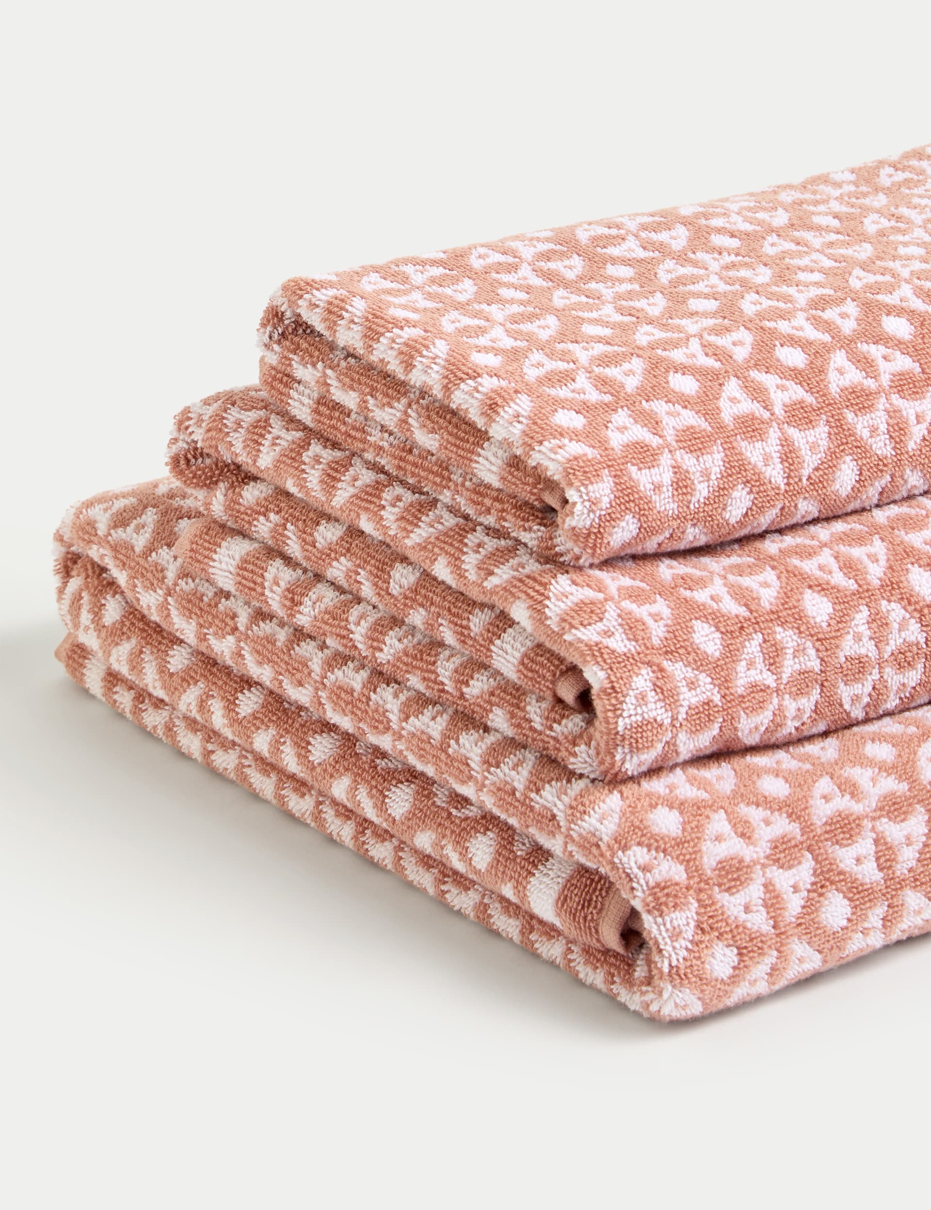 M&S Collection Pure Cotton Geometric Circle Towel - BATH - Dusty Pink, Dusty Pink,Chambray,Forest Gr