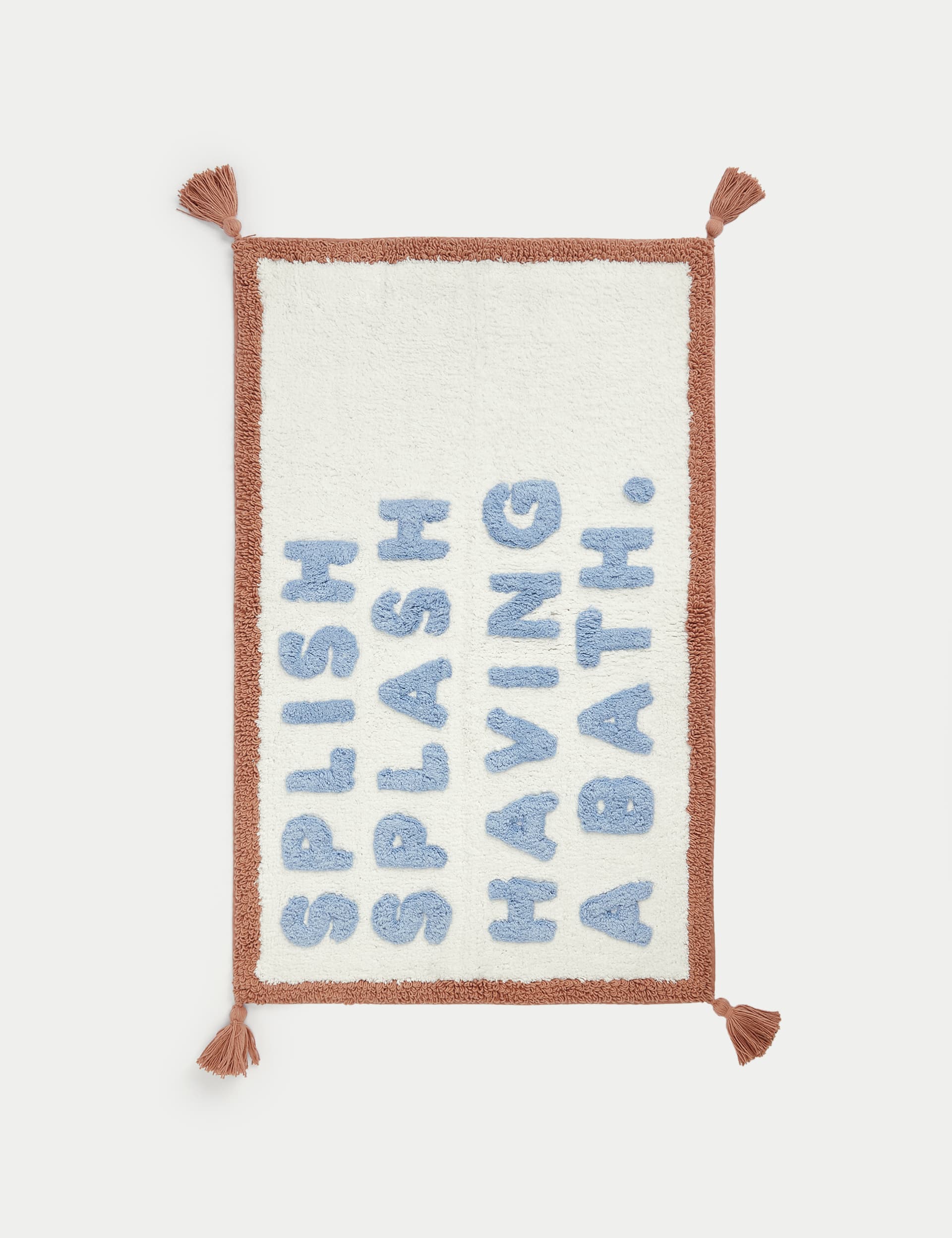 M&S Collection Pure Cotton Splish Splash Tassel Bath Mat - Blue, Blue