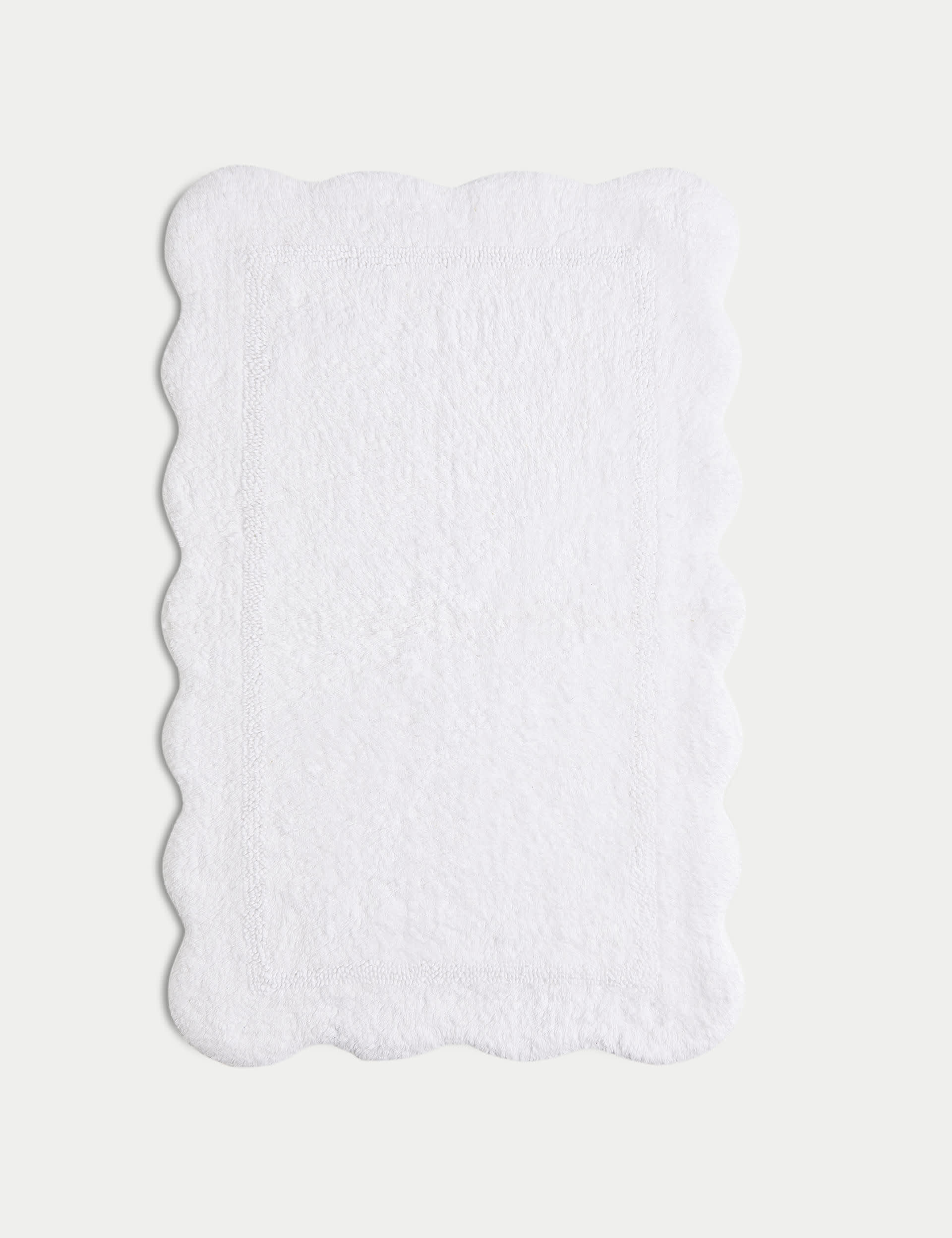 M&S Collection Pure Cotton Scalloped Bath Mat - White, White