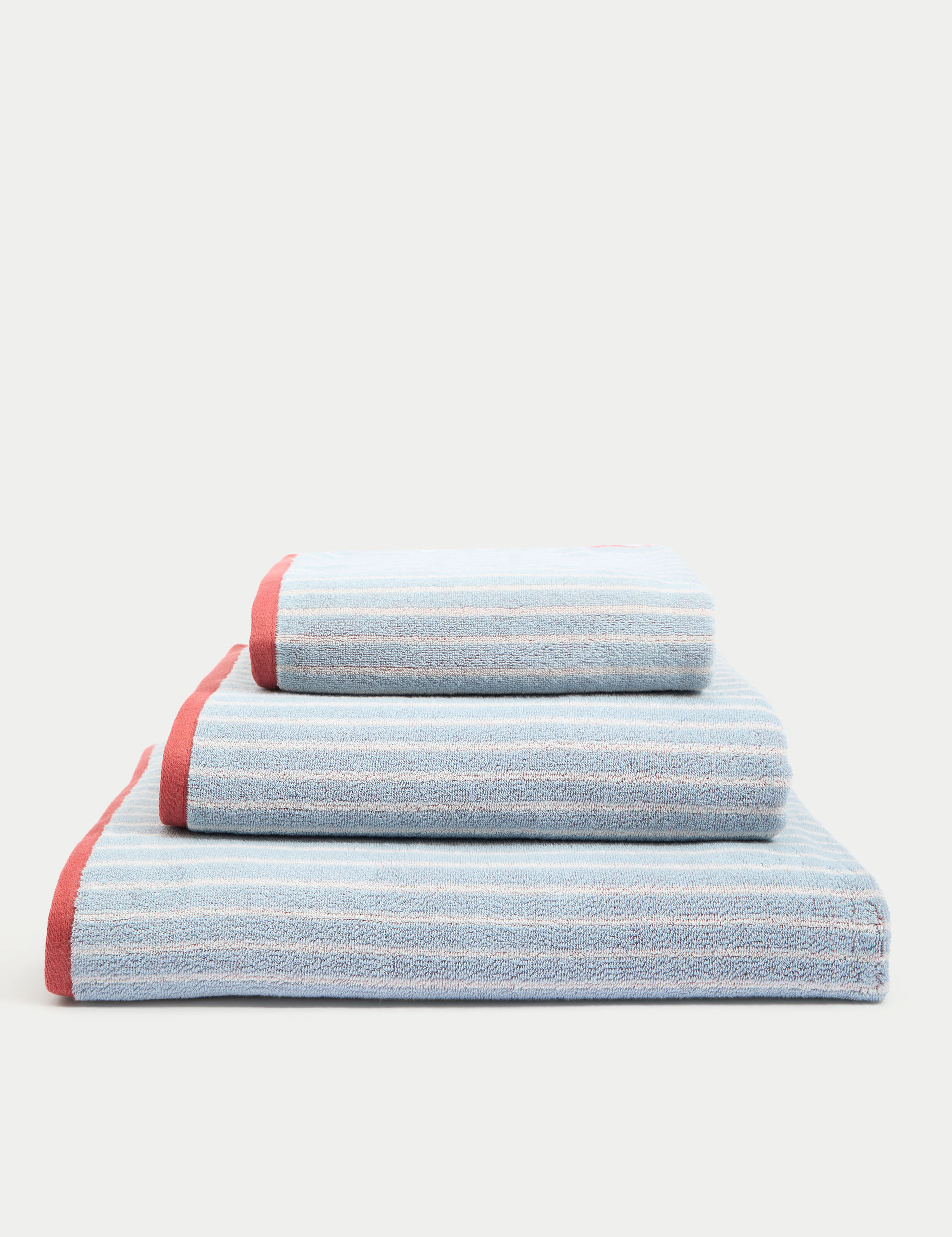 M&S Collection Pure Cotton Modern Stripe Towel - EXL - Blue Mix, Rust,Ochre,Blue Mix