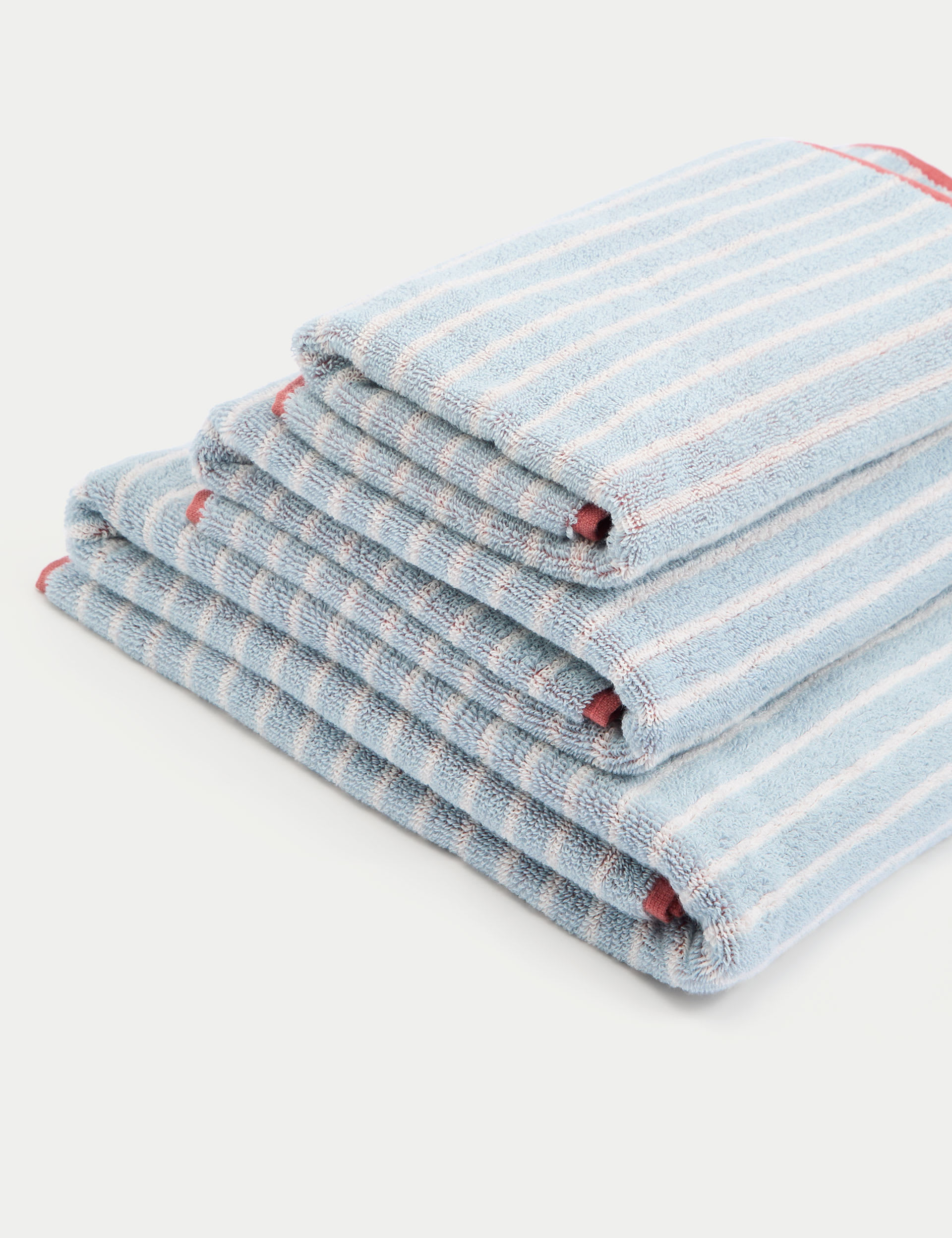 M&S Collection Pure Cotton Modern Stripe Towel - EXL - Blue Mix, Rust,Blue Mix