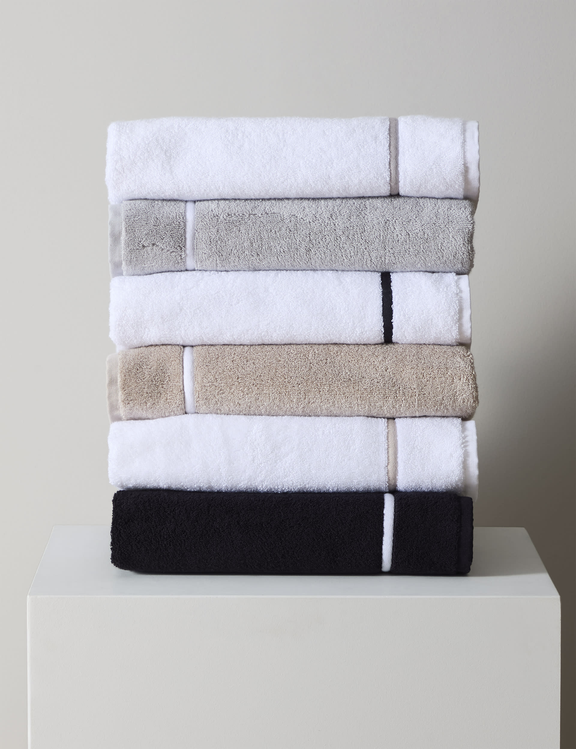 M&S X Kelly Hoppen Baretta Stitch Towel - EXL - Grey/White, Taupe,Grey/White,Taupe Mix,Black/White,W