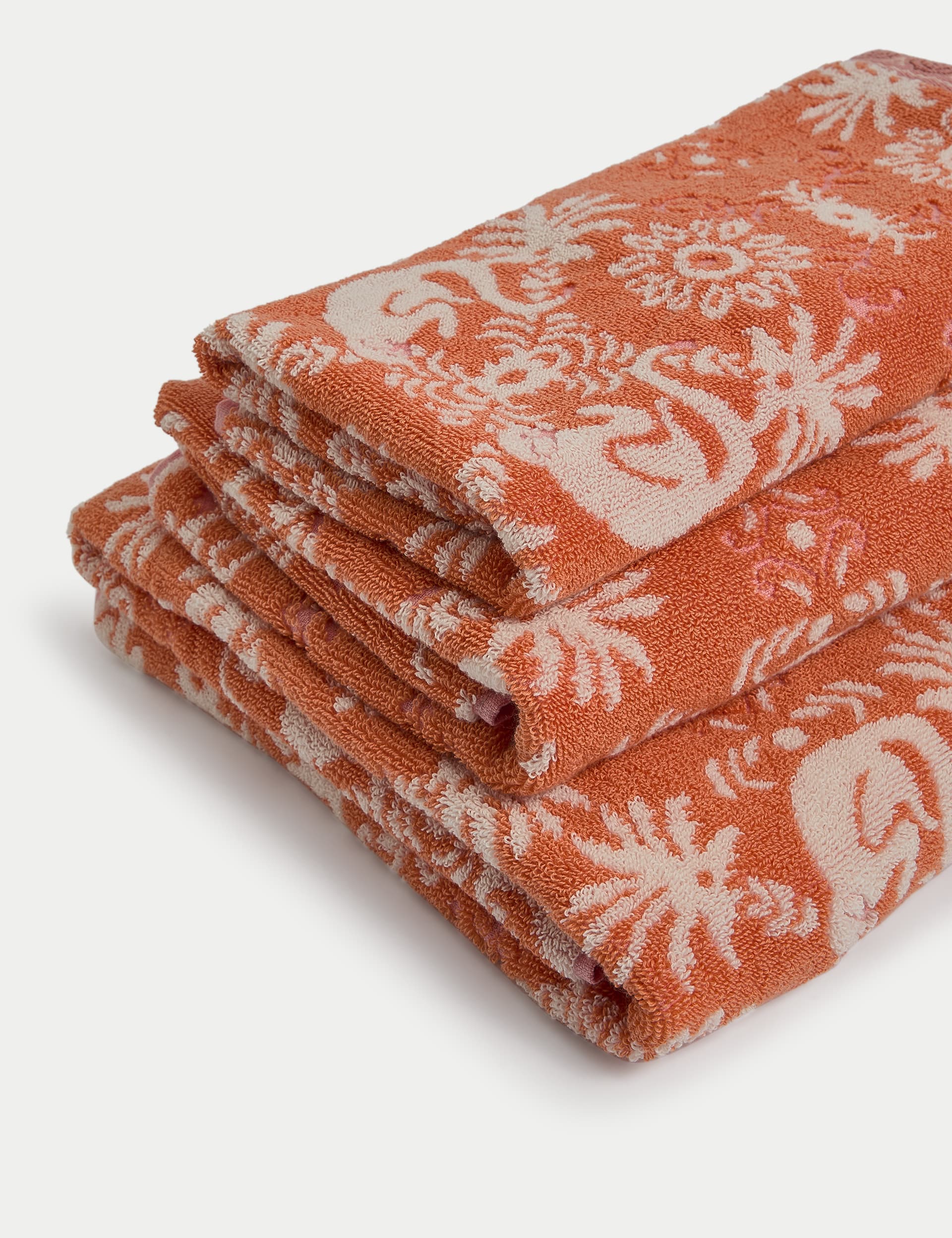 M&S Collection Pure Cotton Monkey Towel - EXL - Orange Mix, Orange Mix