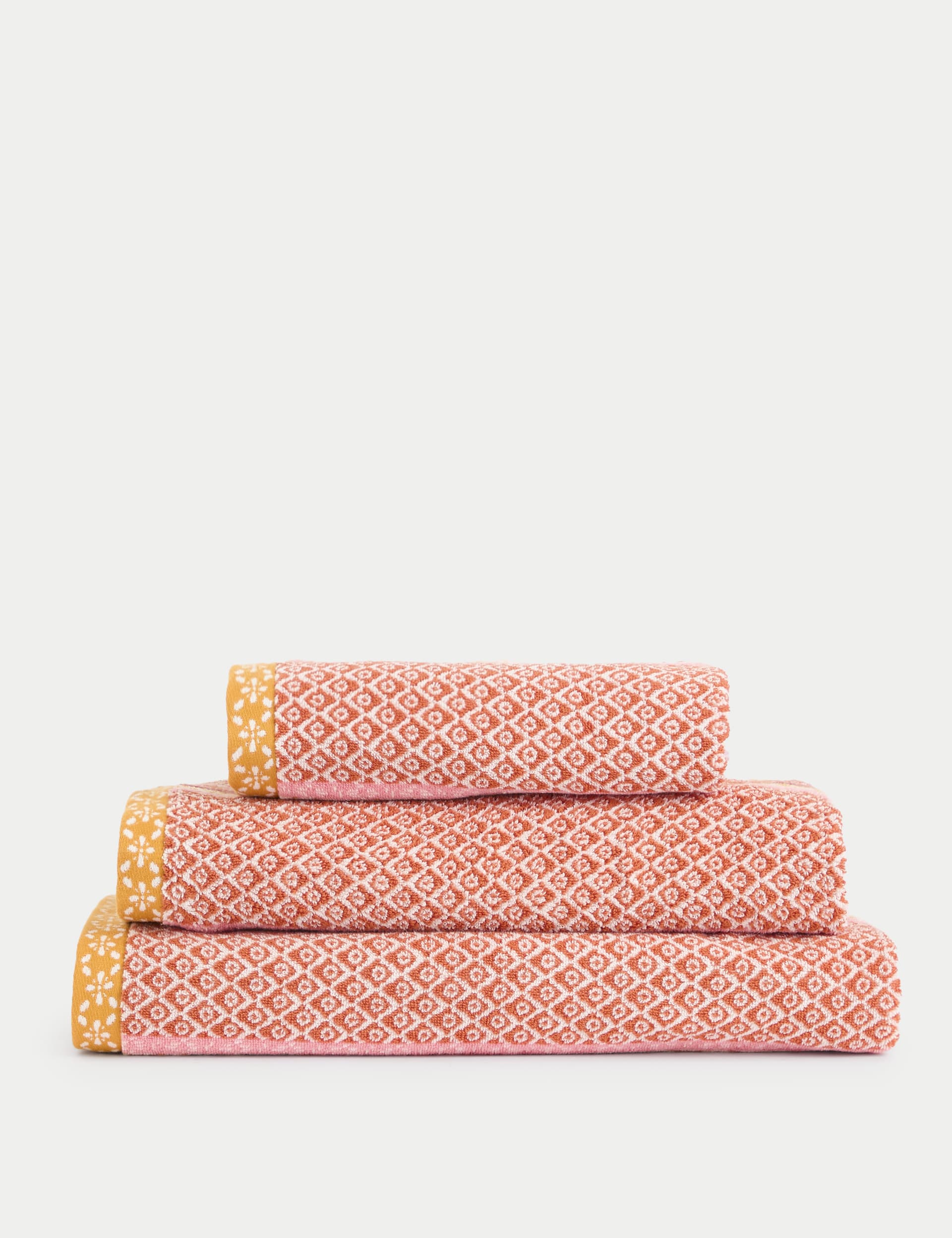 M&S Collection Pure Cotton Tile Towel - EXL - Terracotta Mix, Terracotta Mix