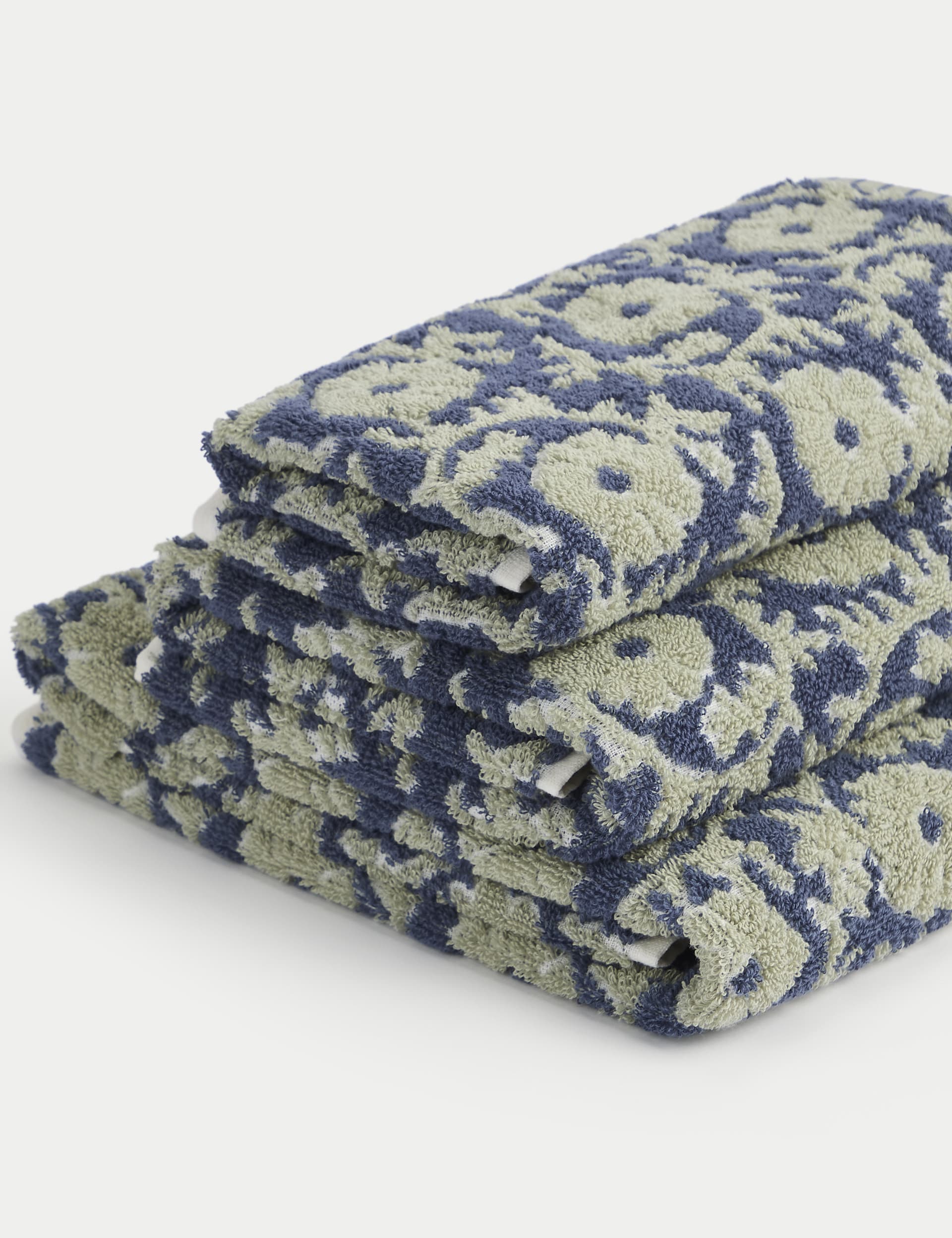 M&S Collection Pure Cotton Silhouette Floral Towel - EXL - Navy Mix, Ochre,Navy Mix