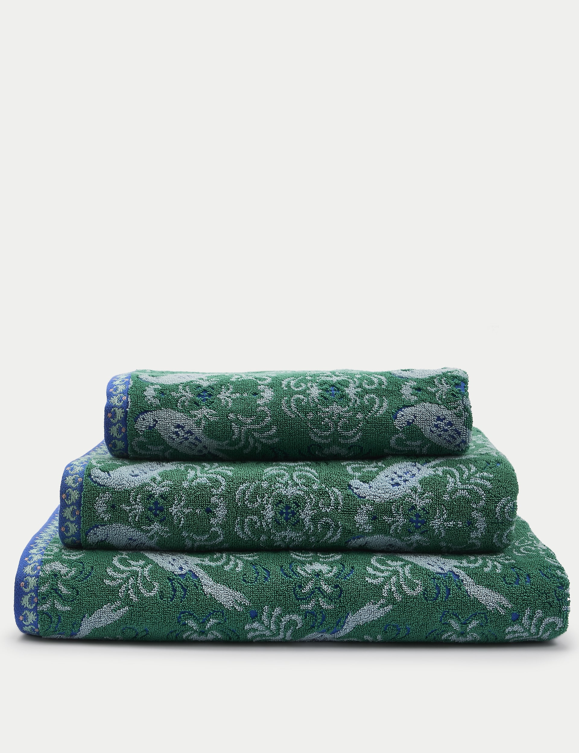 M&S Collection Pure Cotton Parrot Towel - HAND - Green Mix, Green Mix