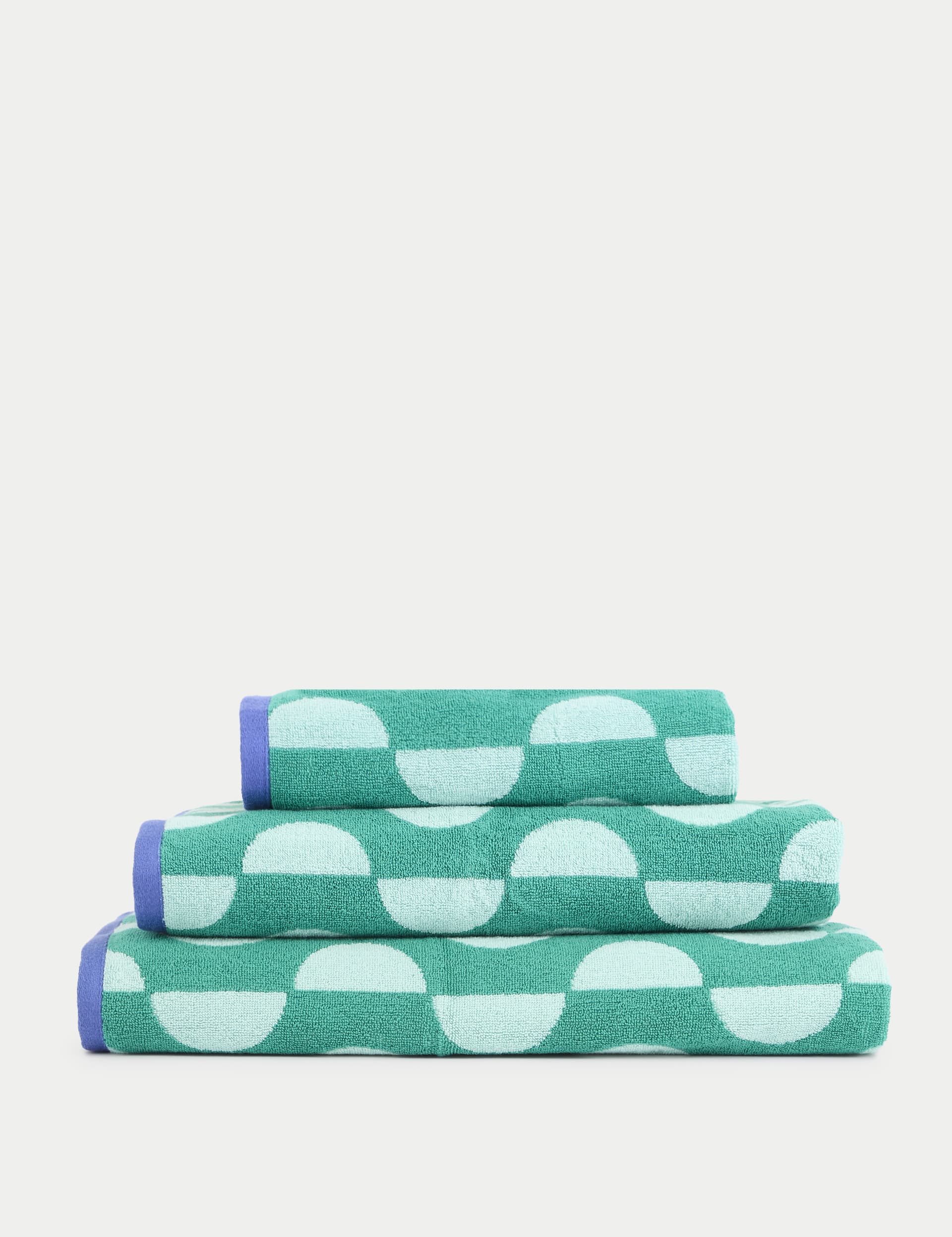 M&S Collection Pure Cotton Geometric Semi Circle Towel - EXL - Blue Mix, Blue Mix,Yellow Mix