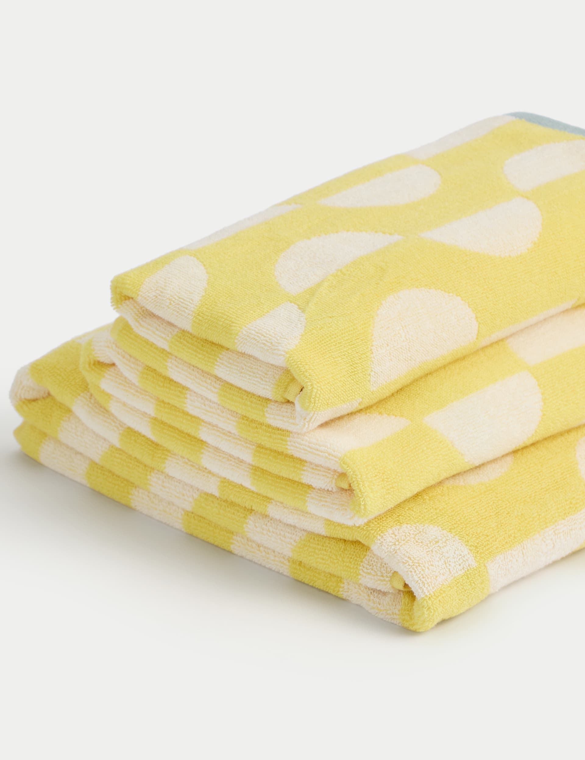 M&S Collection Pure Cotton Geometric Semi Circle Towel - EXL - Yellow Mix, Neutral,Yellow Mix,Blue M