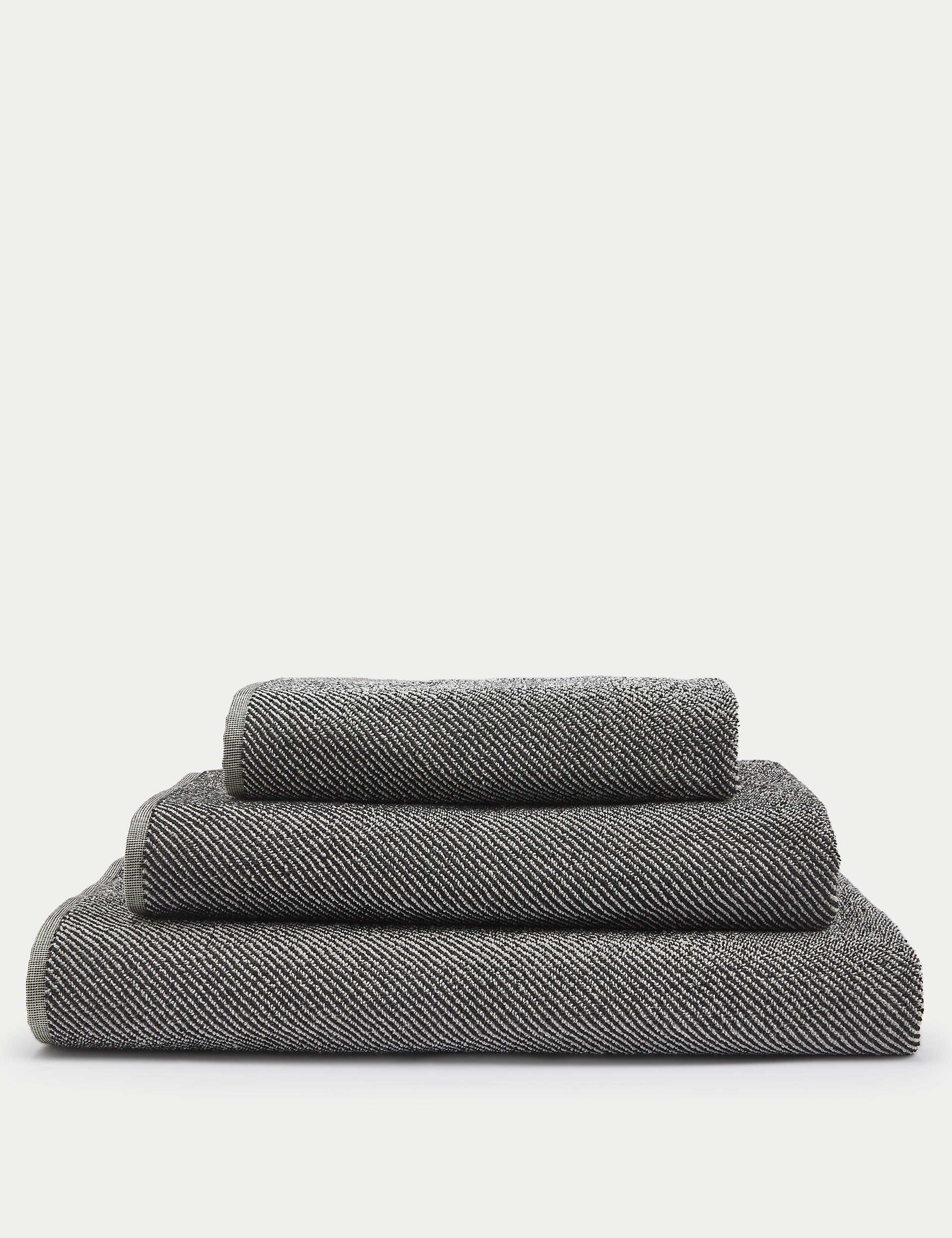 M&S Collection Pure Cotton Narrow Striped Towel - BATH - Charcoal, Neutral,Charcoal