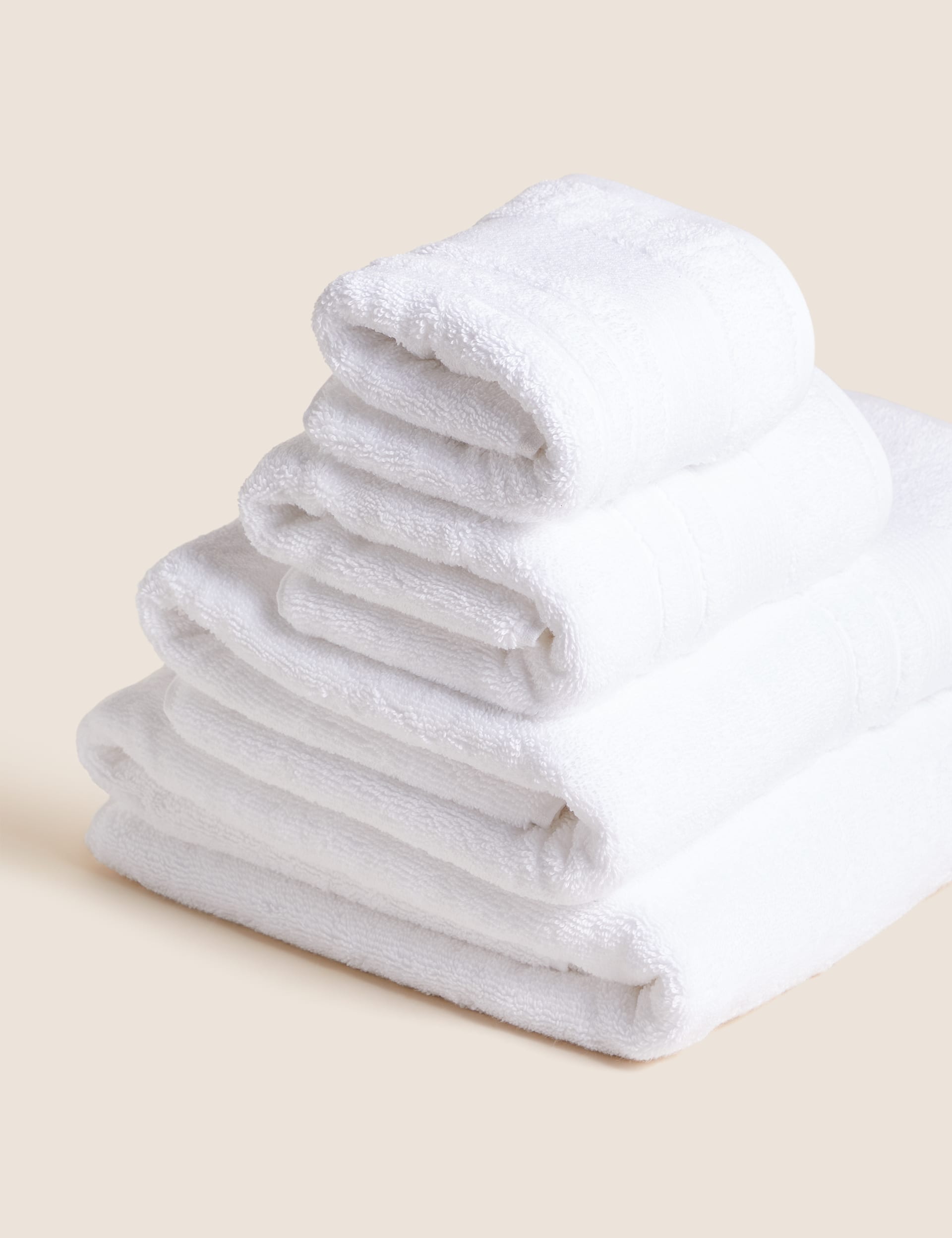 M&S Collection Super Plush Pure Cotton Towel - FACE - White, White,Light Grey