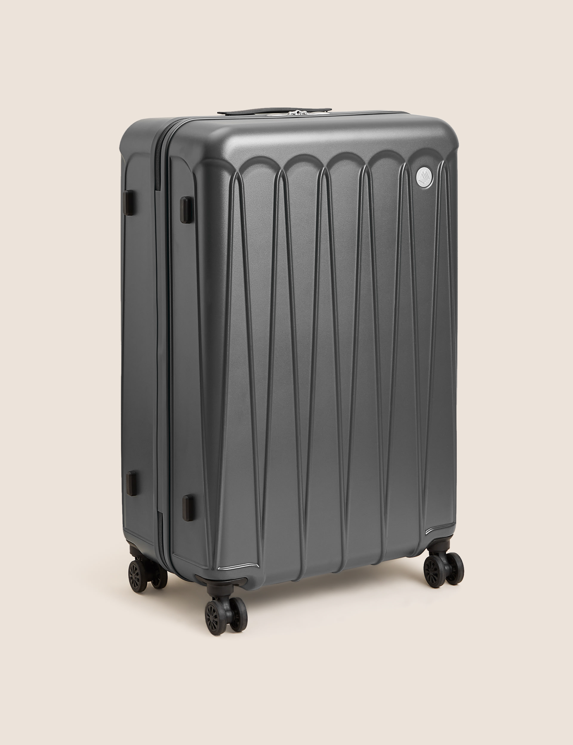 M&S Collection Amalfi 4 Wheel Hard Shell Large Suitcase - Charcoal, Charcoal,Blue,Pebble