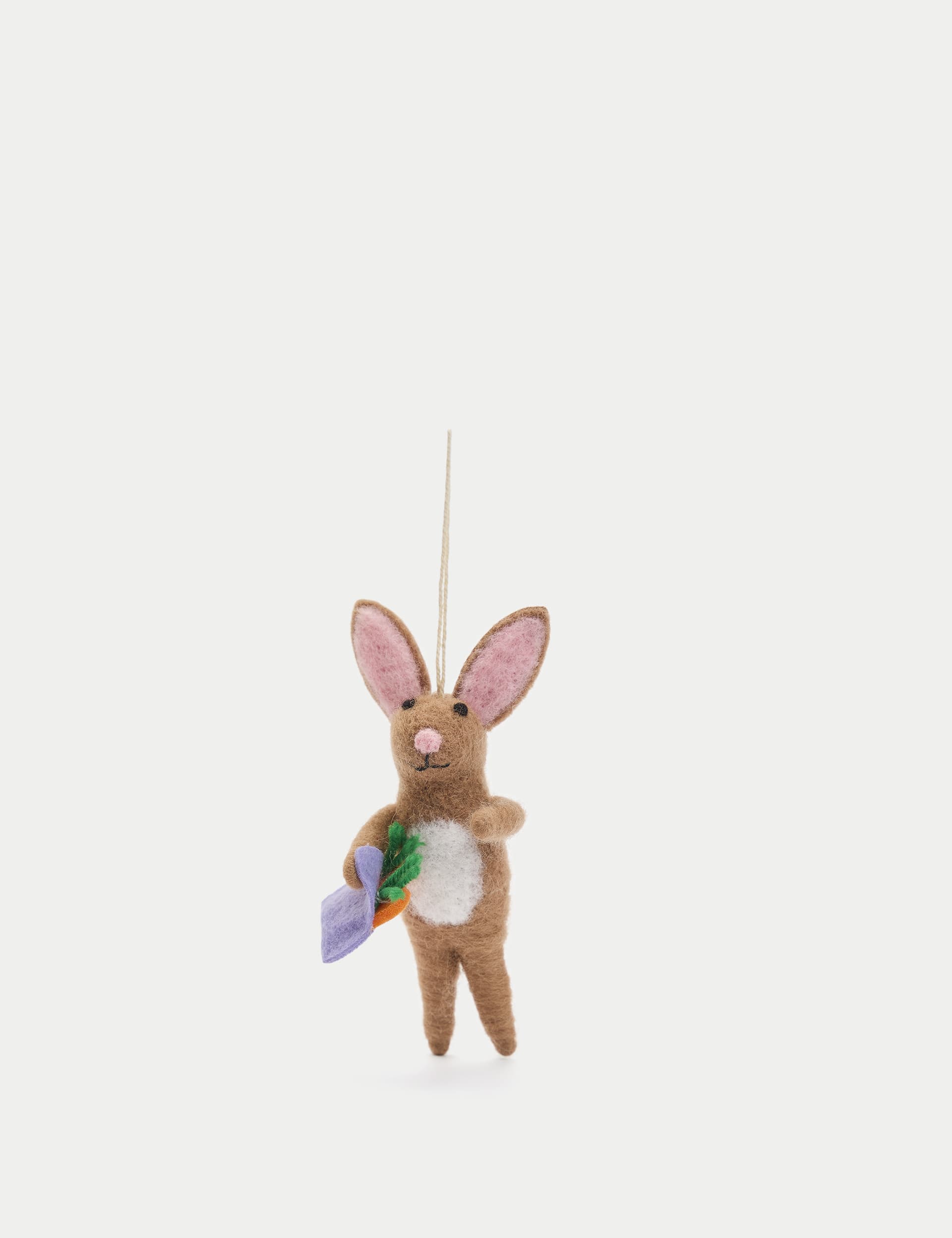 M&S Collection Felt Hanging Bunny Decoration - Brown Mix, Brown Mix