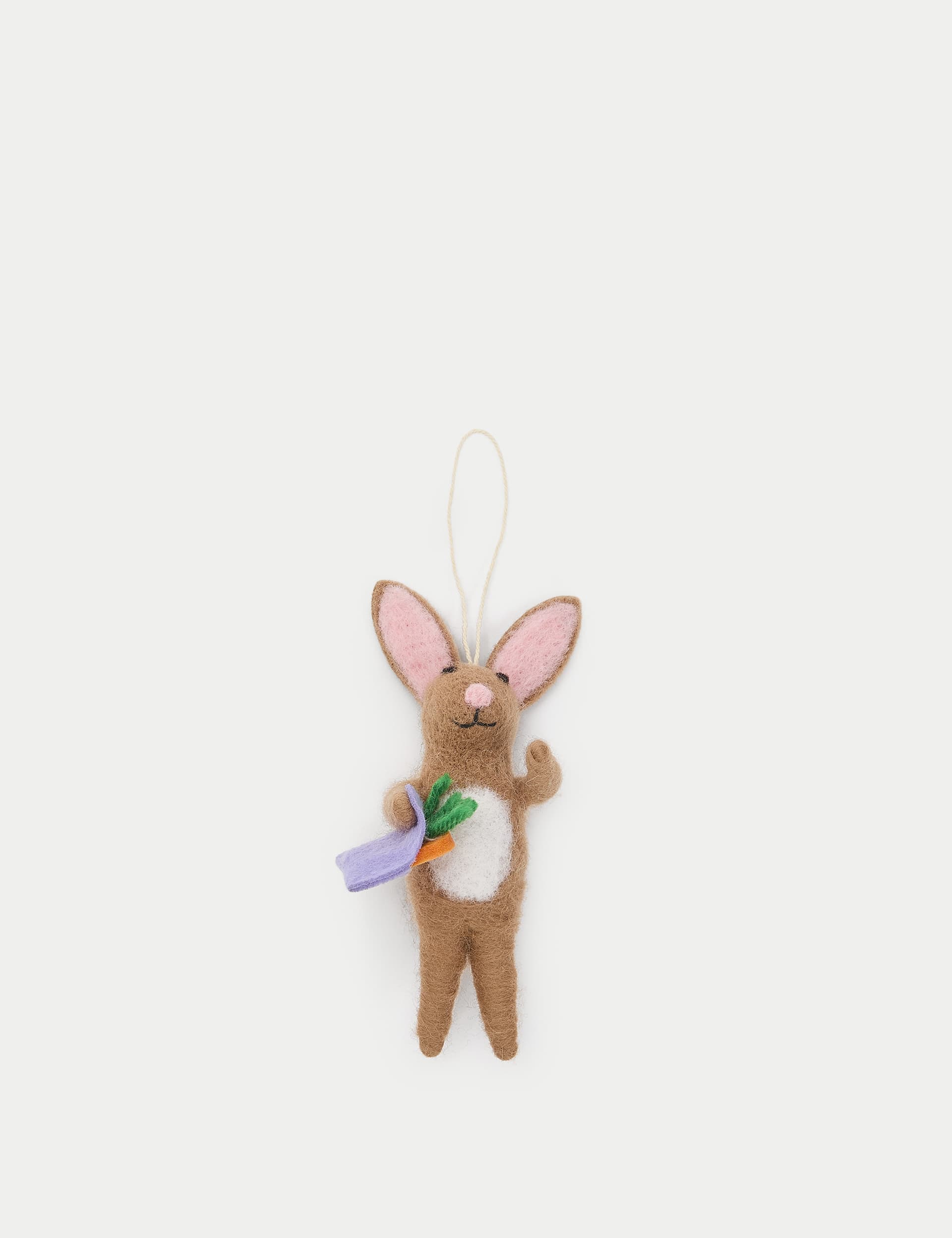 M&S Collection Felt Hanging Bunny Decoration - Brown Mix, Brown Mix