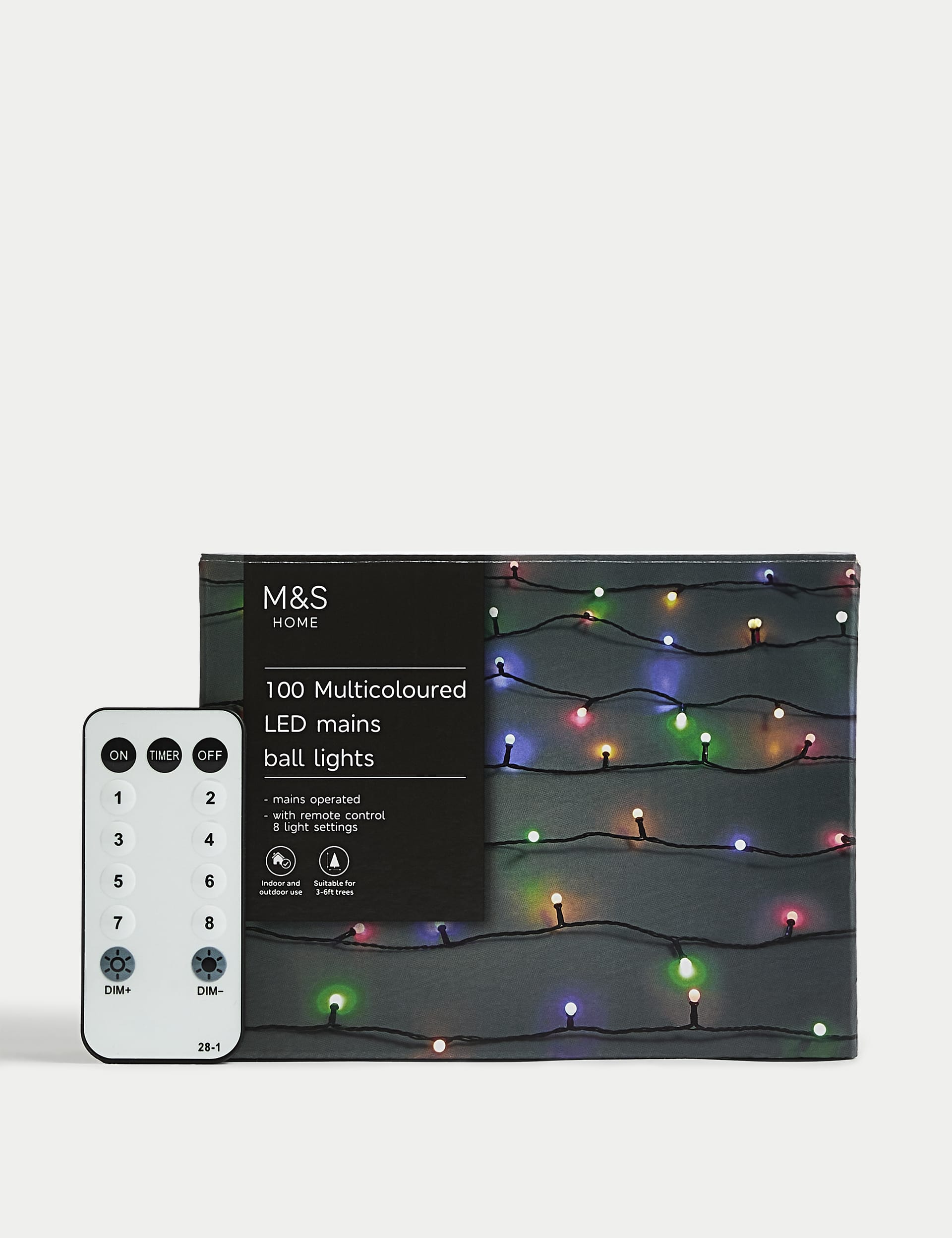 M&S Collection 100 Multicoloured LED Ball Mains Lights, Multi