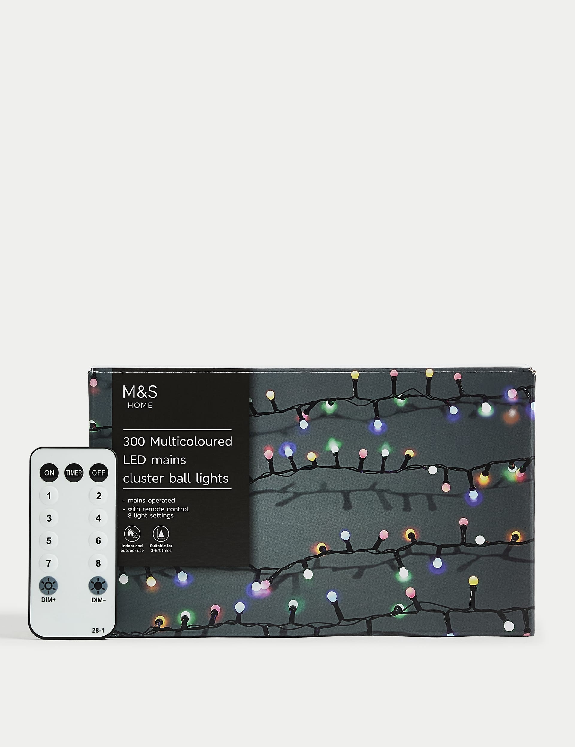 M&S Collection 300 Multicoloured Cluster Ball Mains Lights, Multi