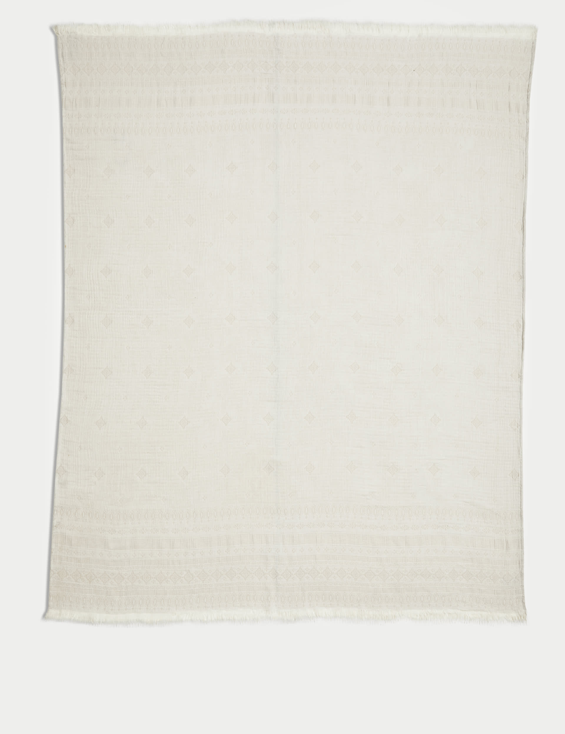 M&S X Fired Earth Jaipur Bandhani Pure Cotton Gauze Throw - Natural Mix, Weald Green,Natural Mix